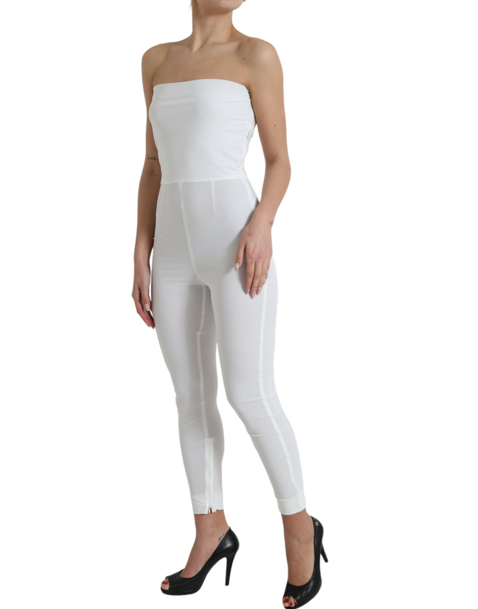 Dolce & Gabbana White Nylon Strapless Bodycon Jumpsuit Dress -   -  Dolce & Gabbana.