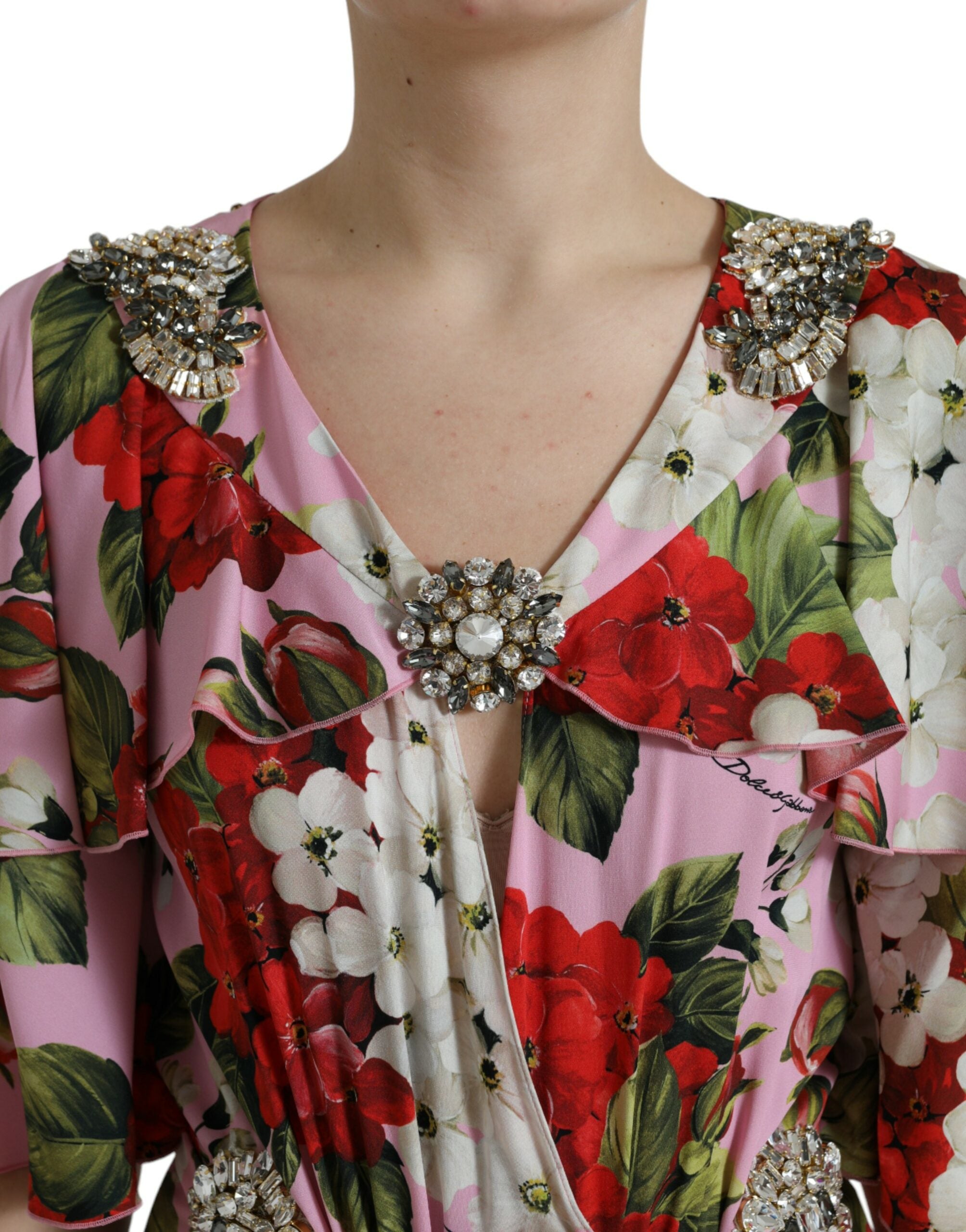 Dolce & Gabbana Multicolor Floral Crystal Embellished A-line Dress -   -  Dolce & Gabbana.