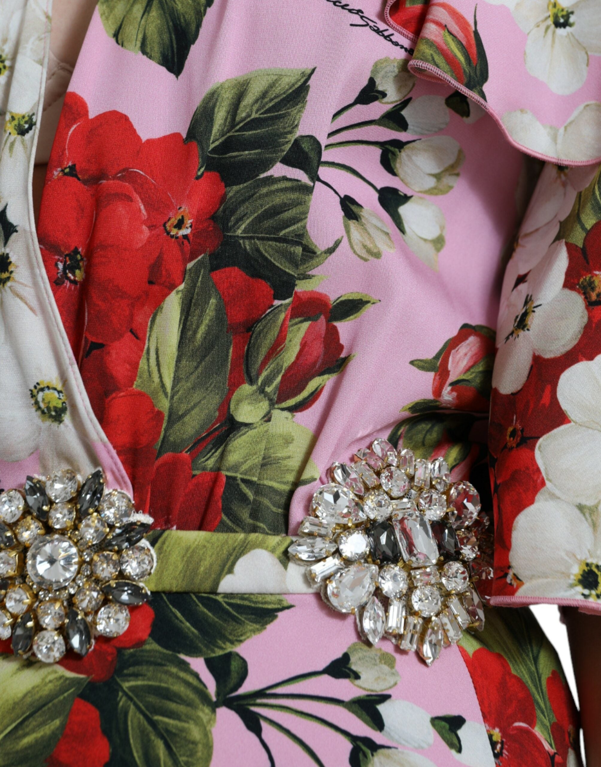 Dolce & Gabbana Multicolor Floral Crystal Embellished A-line Dress -   -  Dolce & Gabbana.