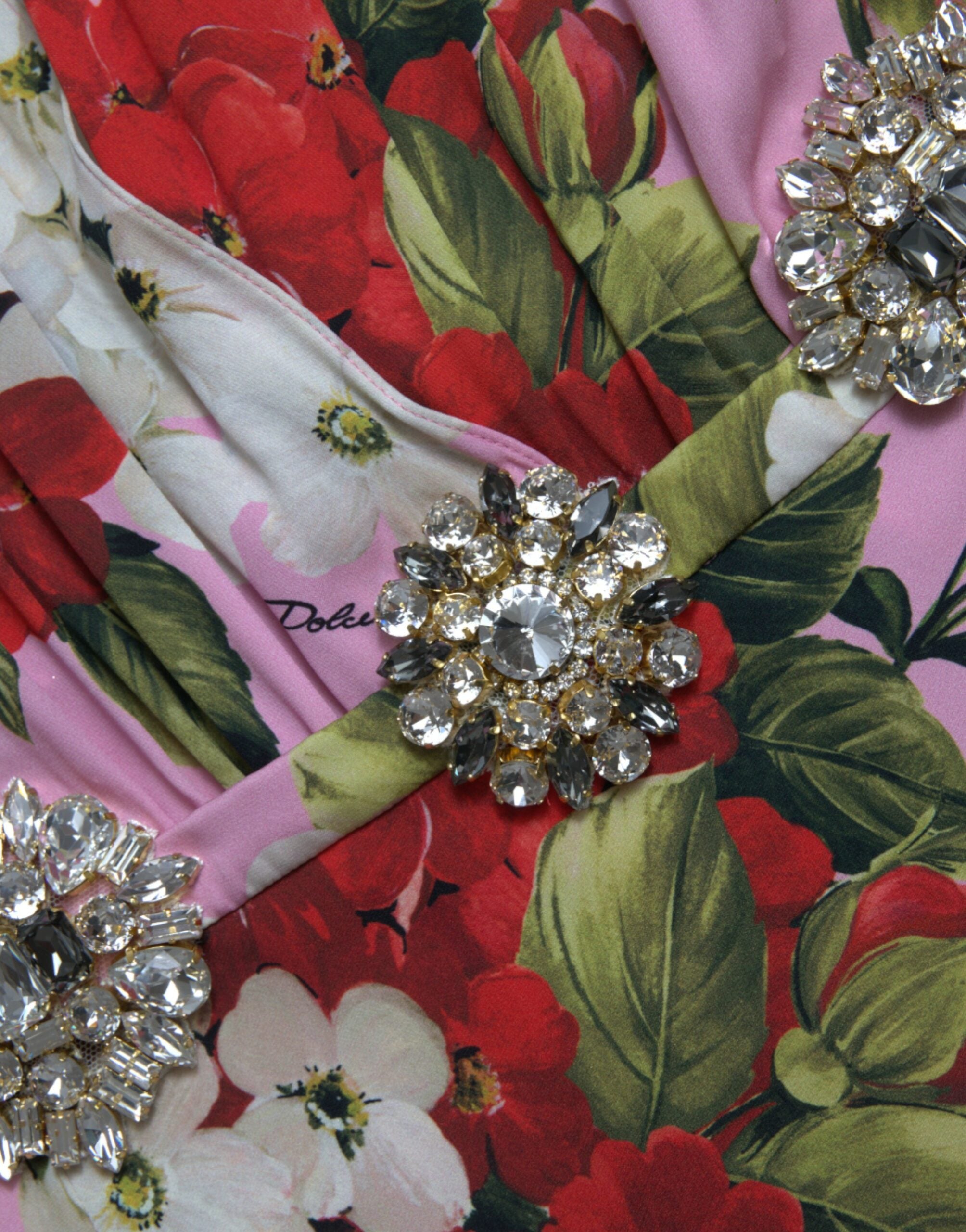 Dolce & Gabbana Multicolor Floral Crystal Embellished A-line Dress -   -  Dolce & Gabbana.