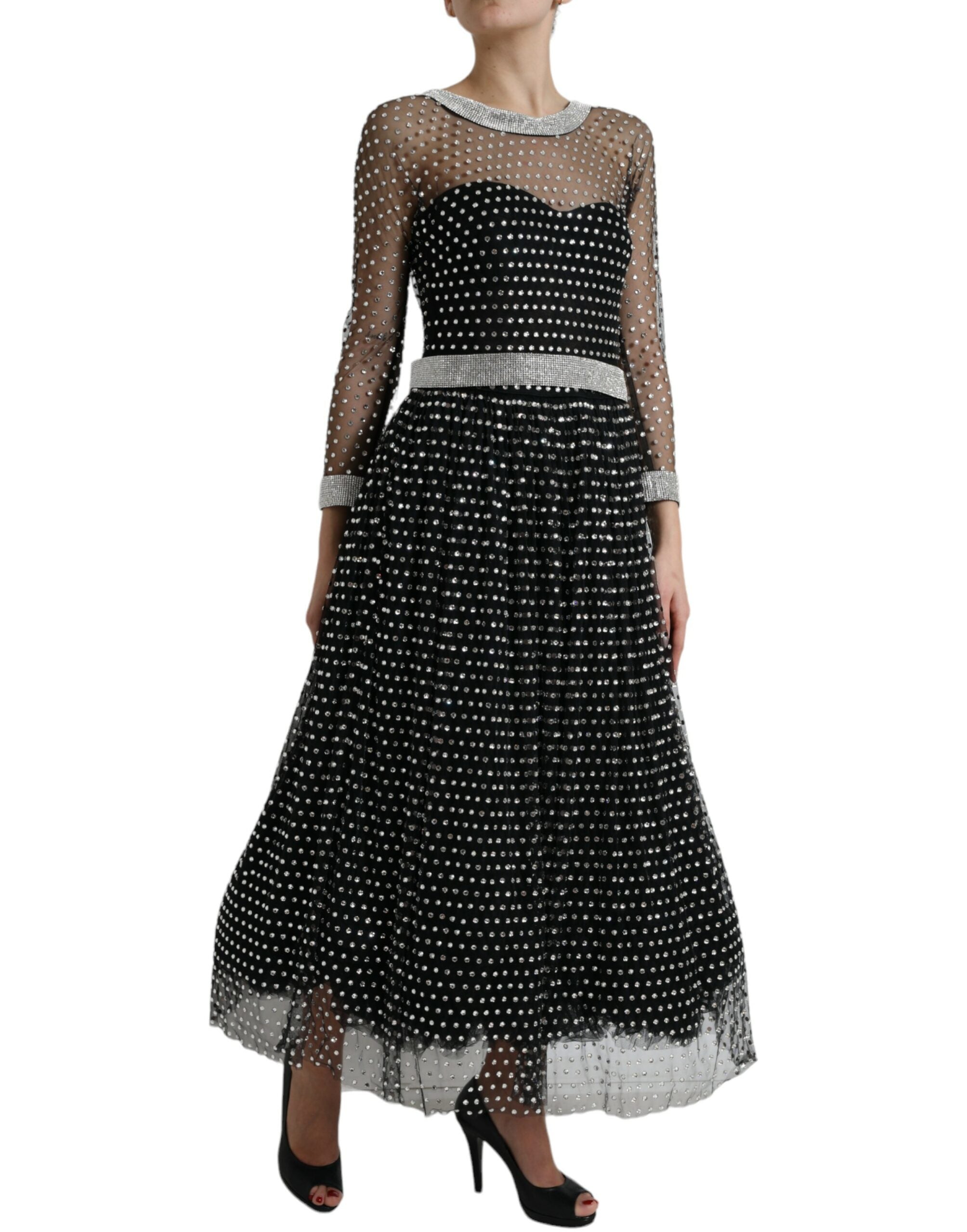 Dolce & Gabbana Black Crystal Embellished A-line Gown Dress -   -  Dolce & Gabbana.