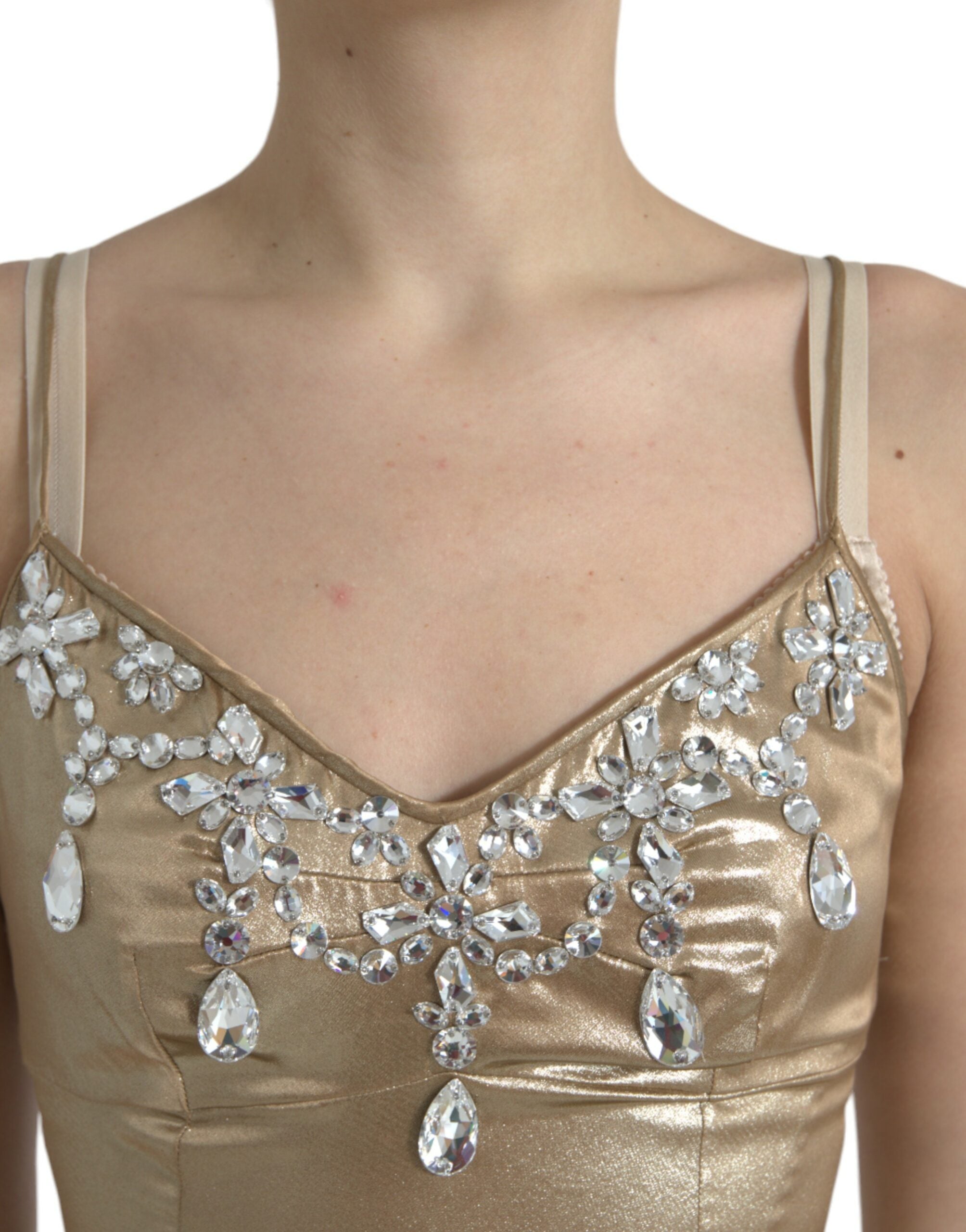 Dolce & Gabbana Metallic Gold Crystal Embellished Gown Dress -   -  Dolce & Gabbana.
