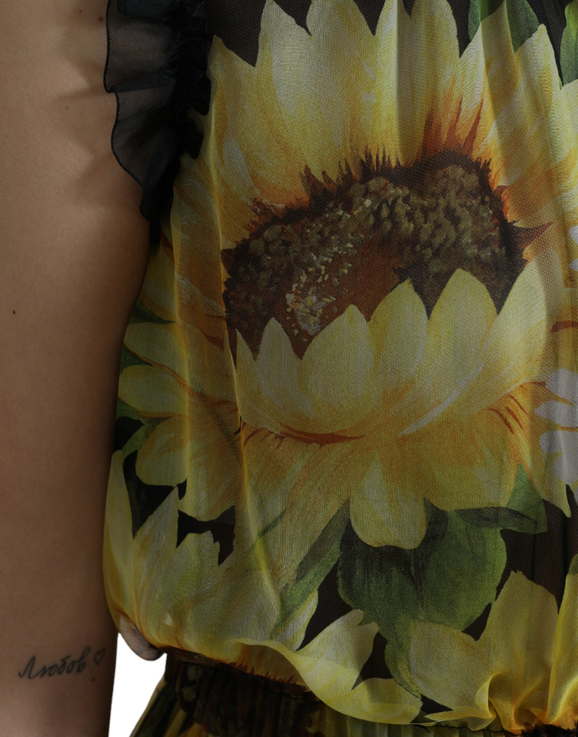 Dolce & Gabbana Black Sunflower A-line Pleated Maxi Dress -   -  Dolce & Gabbana.