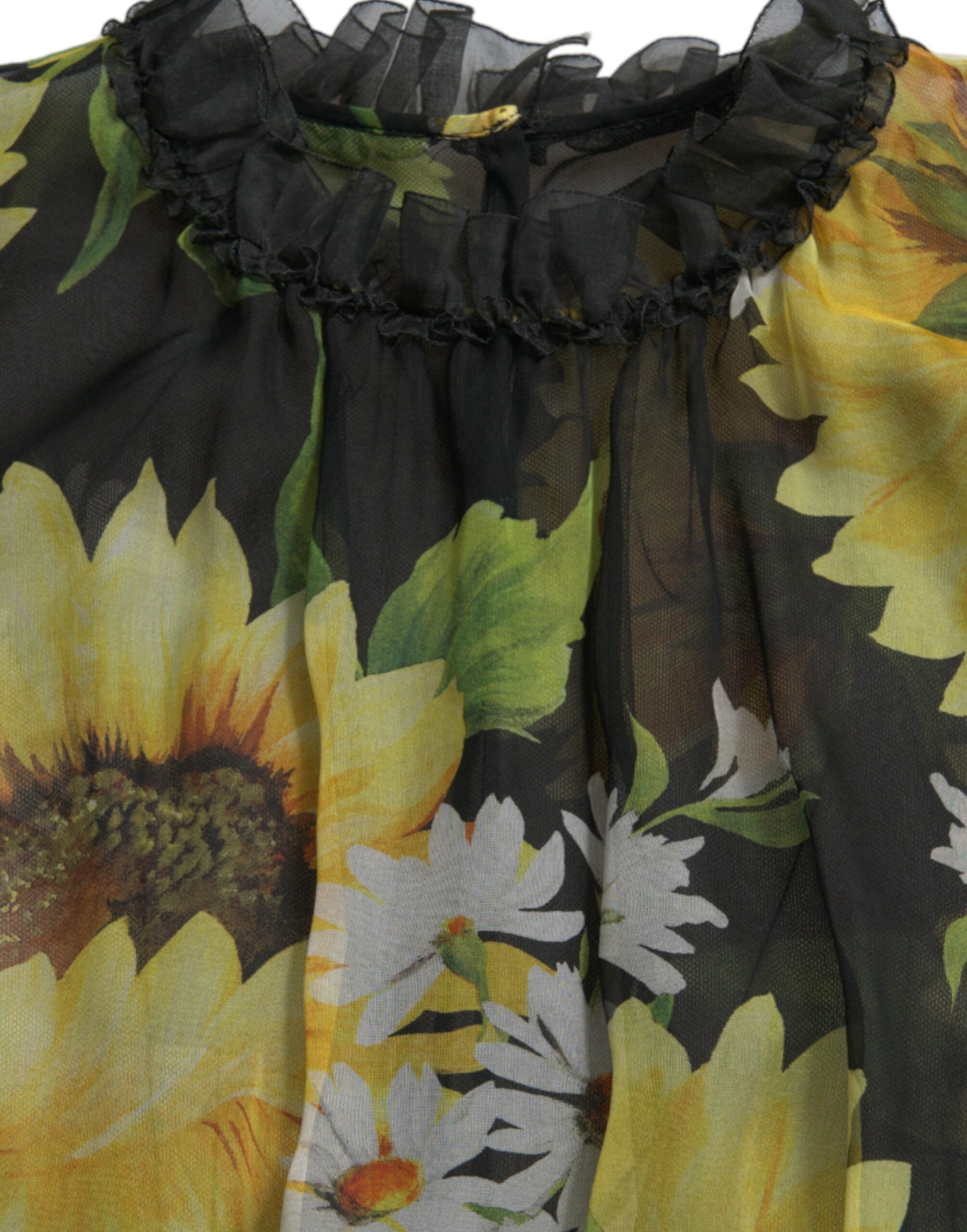Dolce & Gabbana Black Sunflower A-line Pleated Maxi Dress -   -  Dolce & Gabbana.