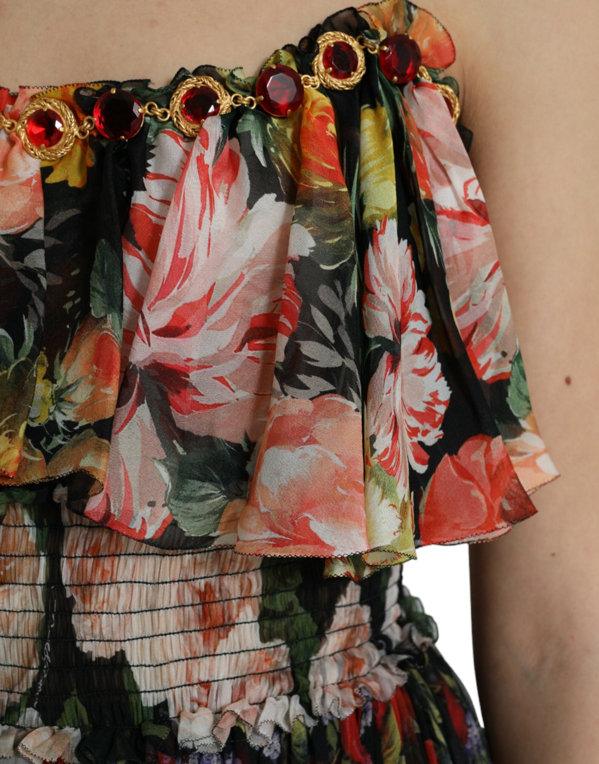 Dolce & Gabbana Multicolor Floral Chiffon Tiered Maxi Dress -   -  Dolce & Gabbana.