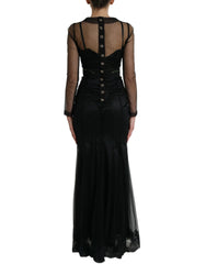 Dolce & Gabbana Black Floral Embroidery Mesh Tulle Gown Dress -   -  Dolce & Gabbana.
