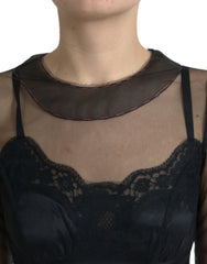 Dolce & Gabbana Black Floral Embroidery Mesh Tulle Gown Dress -   -  Dolce & Gabbana.