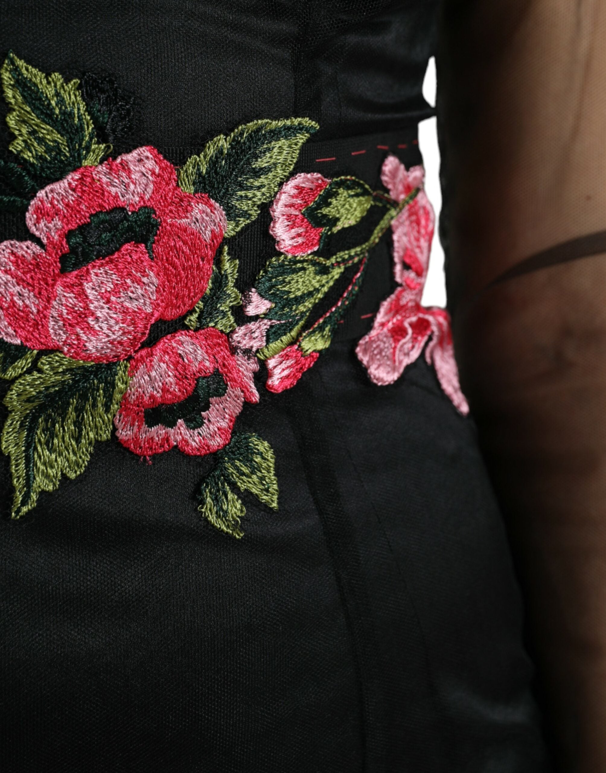 Dolce & Gabbana Black Floral Embroidery Mesh Tulle Gown Dress -   -  Dolce & Gabbana.