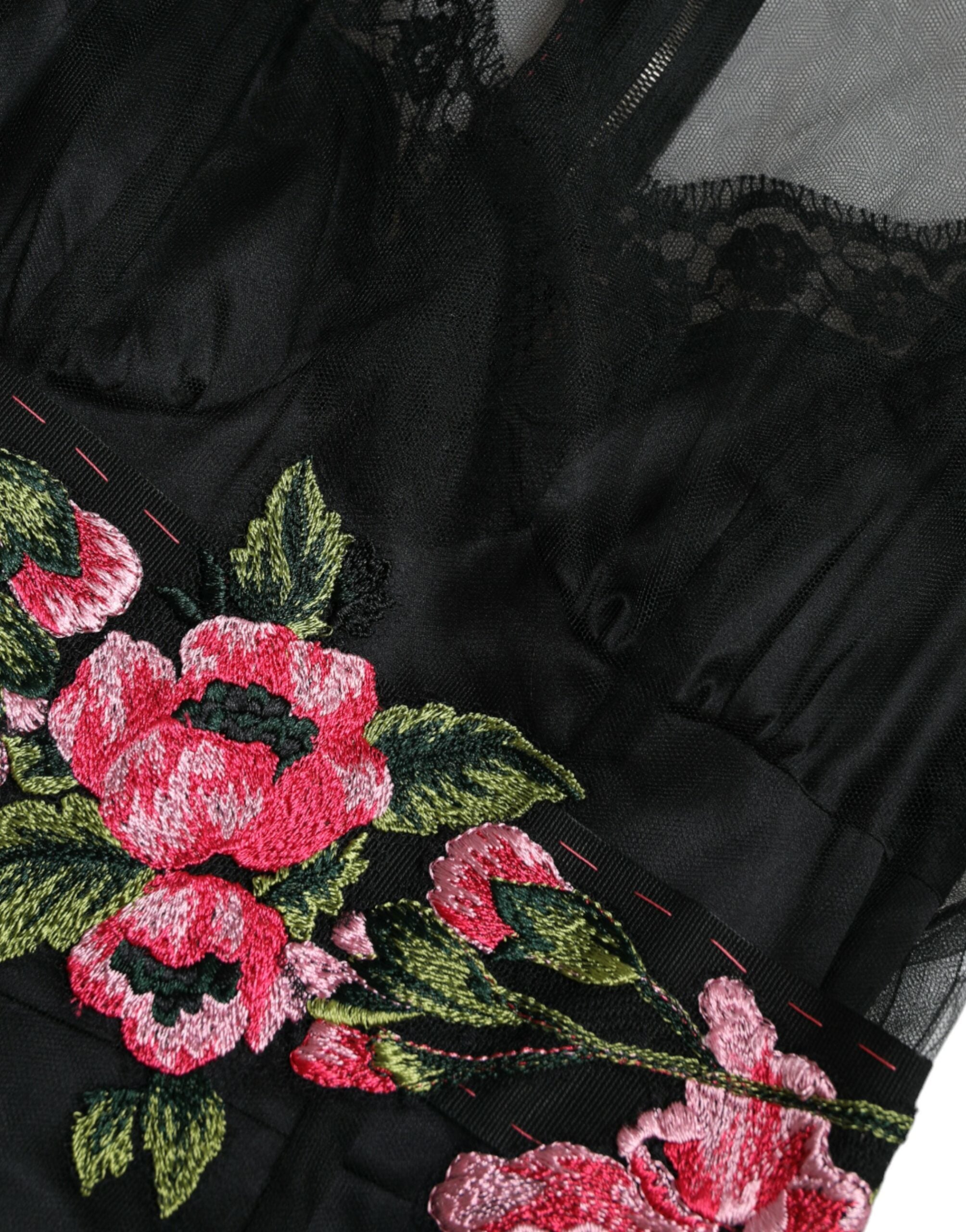 Dolce & Gabbana Black Floral Embroidery Mesh Tulle Gown Dress -   -  Dolce & Gabbana.