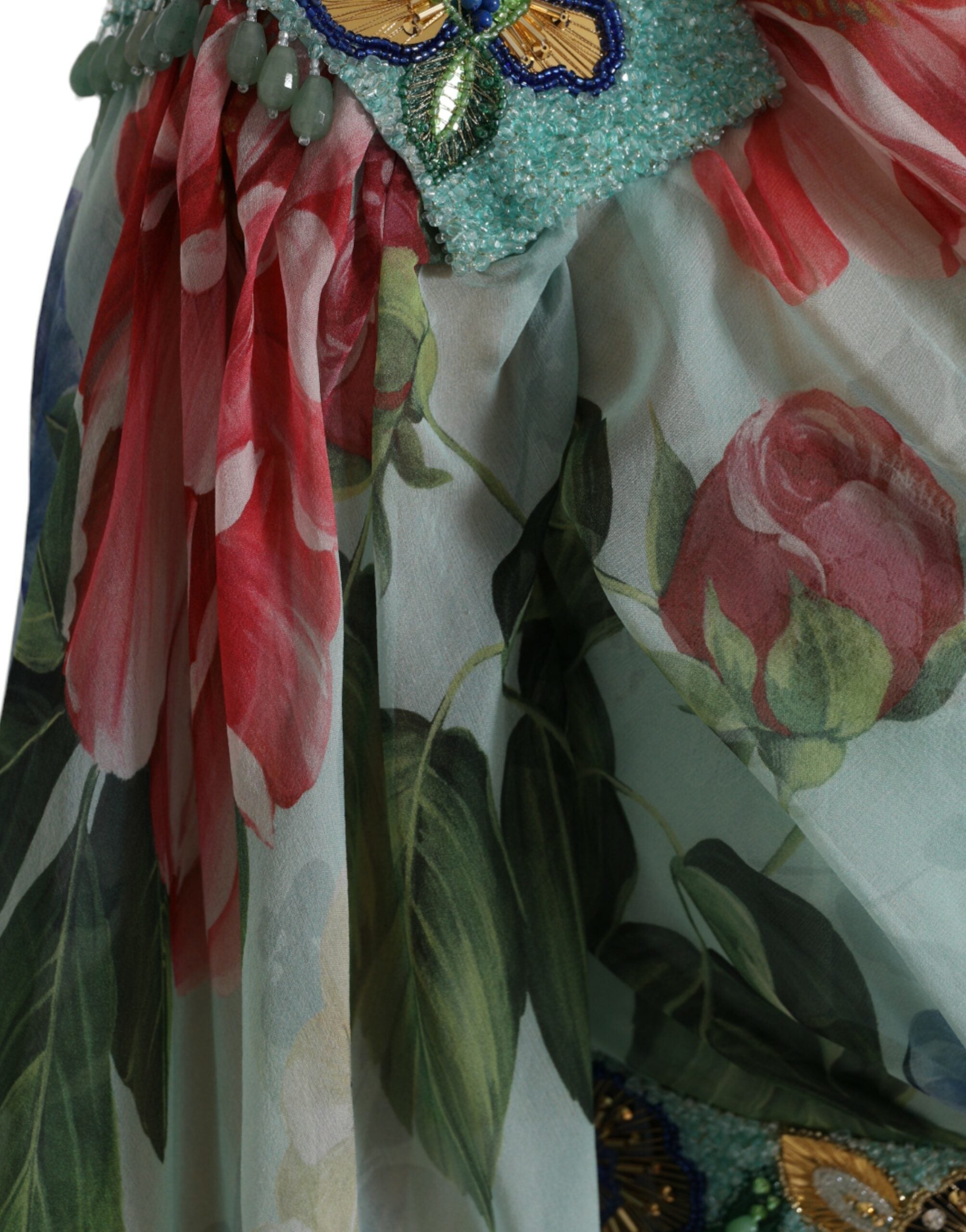 Dolce & Gabbana Blue Floral Print Tiered Long Maxi Dress -   -  Dolce & Gabbana.