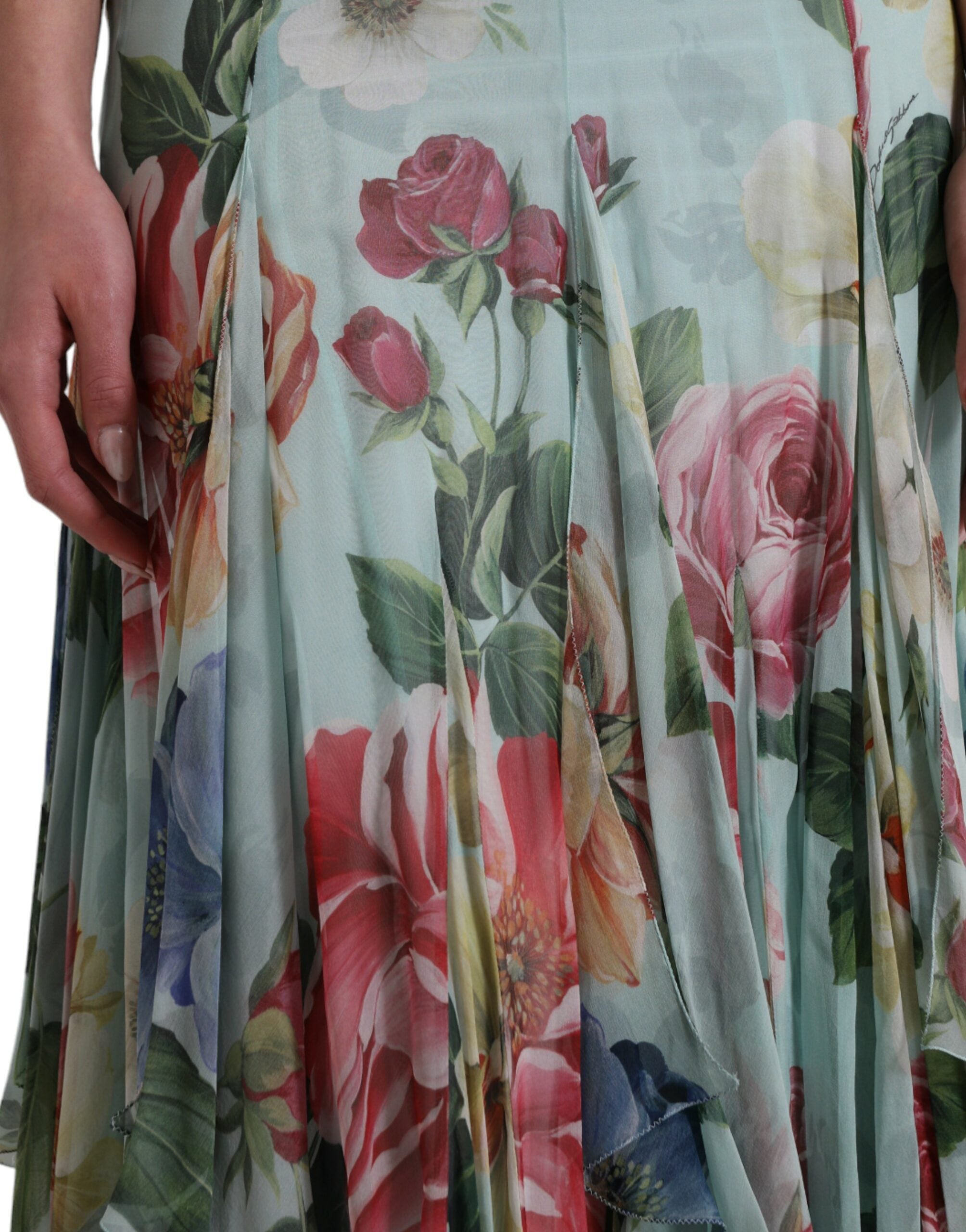 Dolce & Gabbana Blue Floral Print Tiered Long Maxi Dress -   -  Dolce & Gabbana.