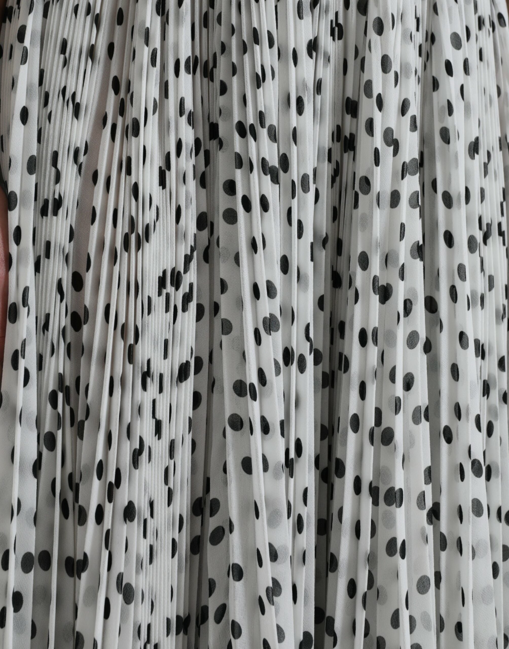 Dolce & Gabbana White Polka Dot A-line Pleated Maxi Dress -   -  Dolce & Gabbana.