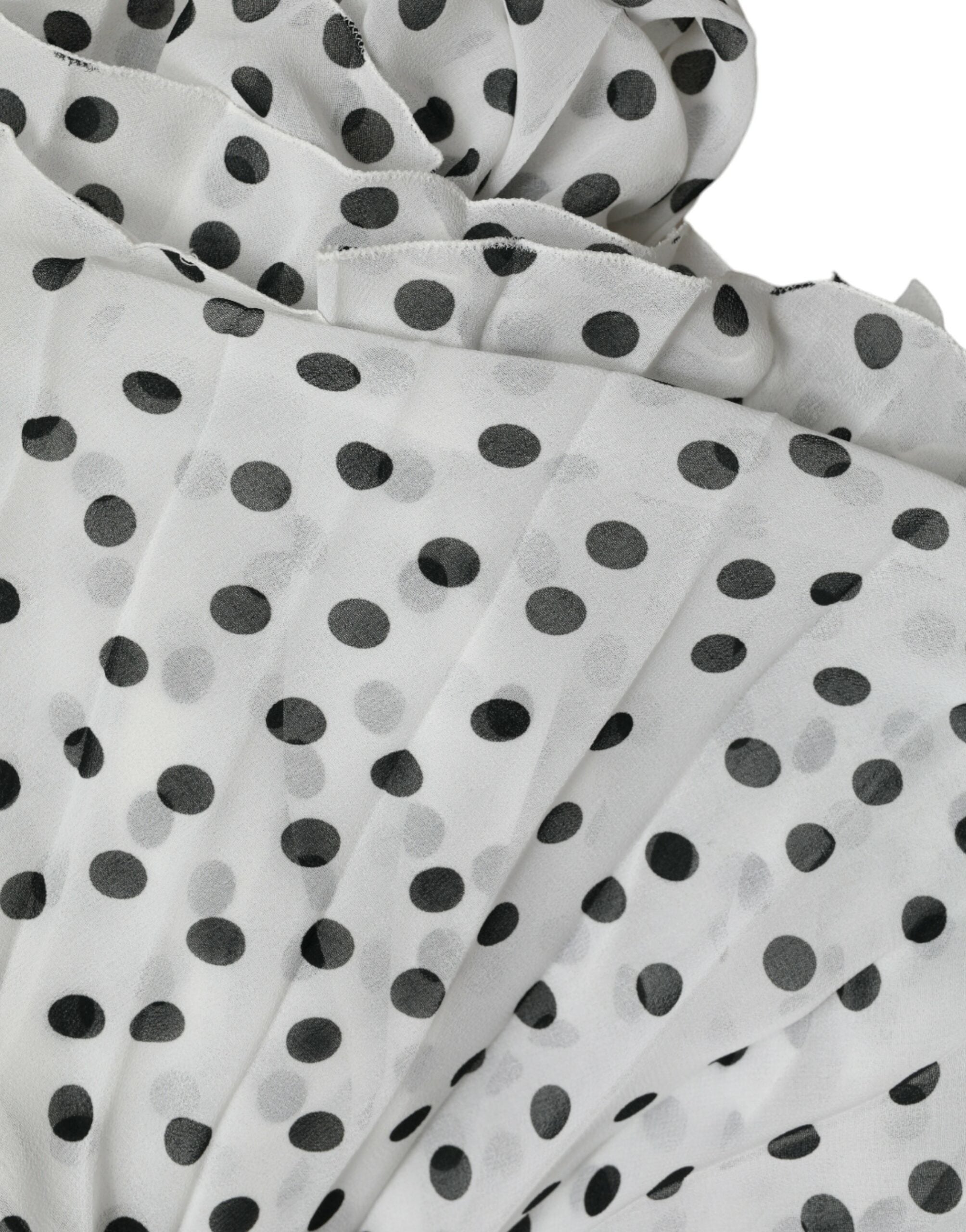 Dolce & Gabbana White Polka Dot A-line Pleated Maxi Dress -   -  Dolce & Gabbana.