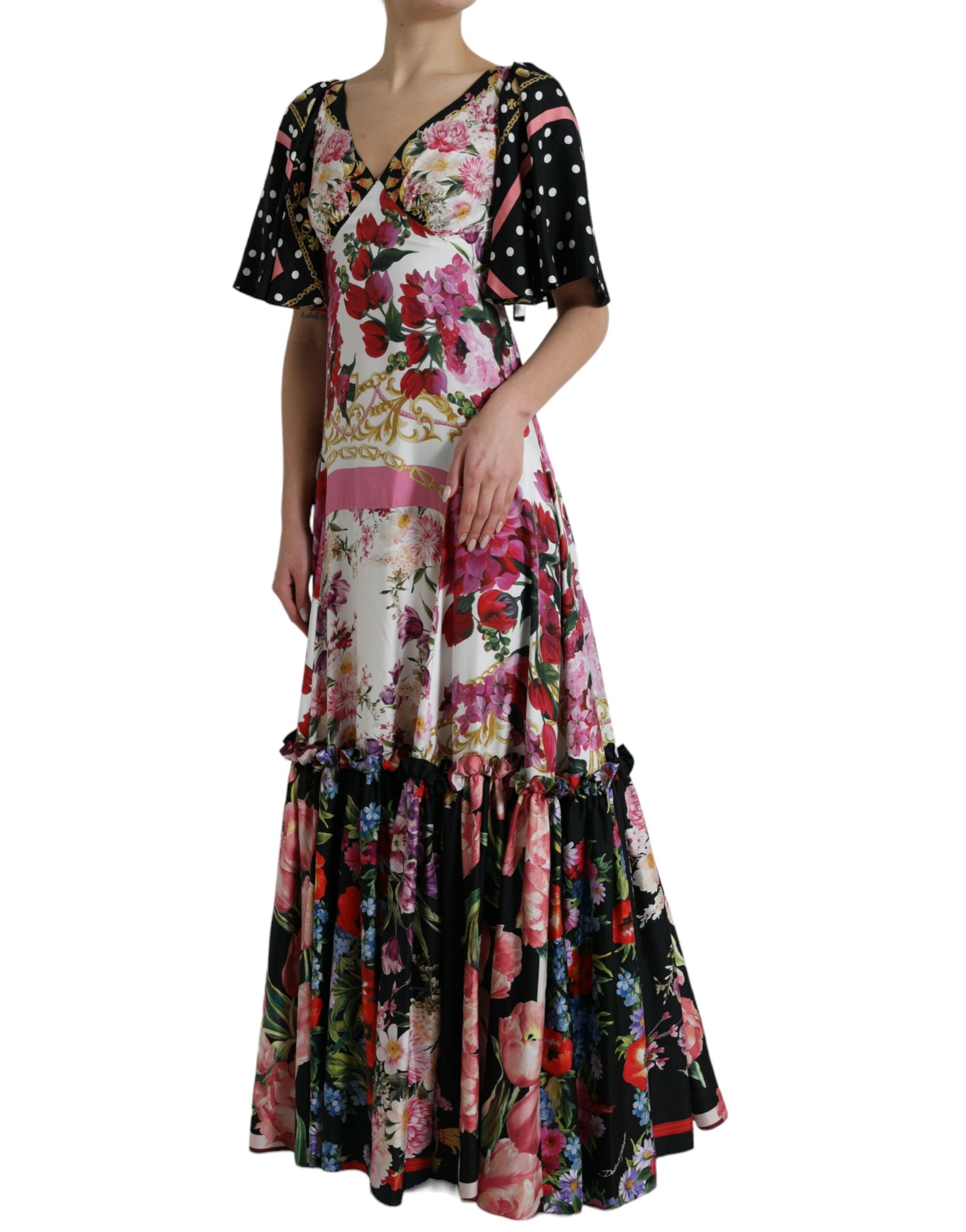Dolce & Gabbana Multicolor Floral Print Silk Twill Gown Dress -   -  Dolce & Gabbana.