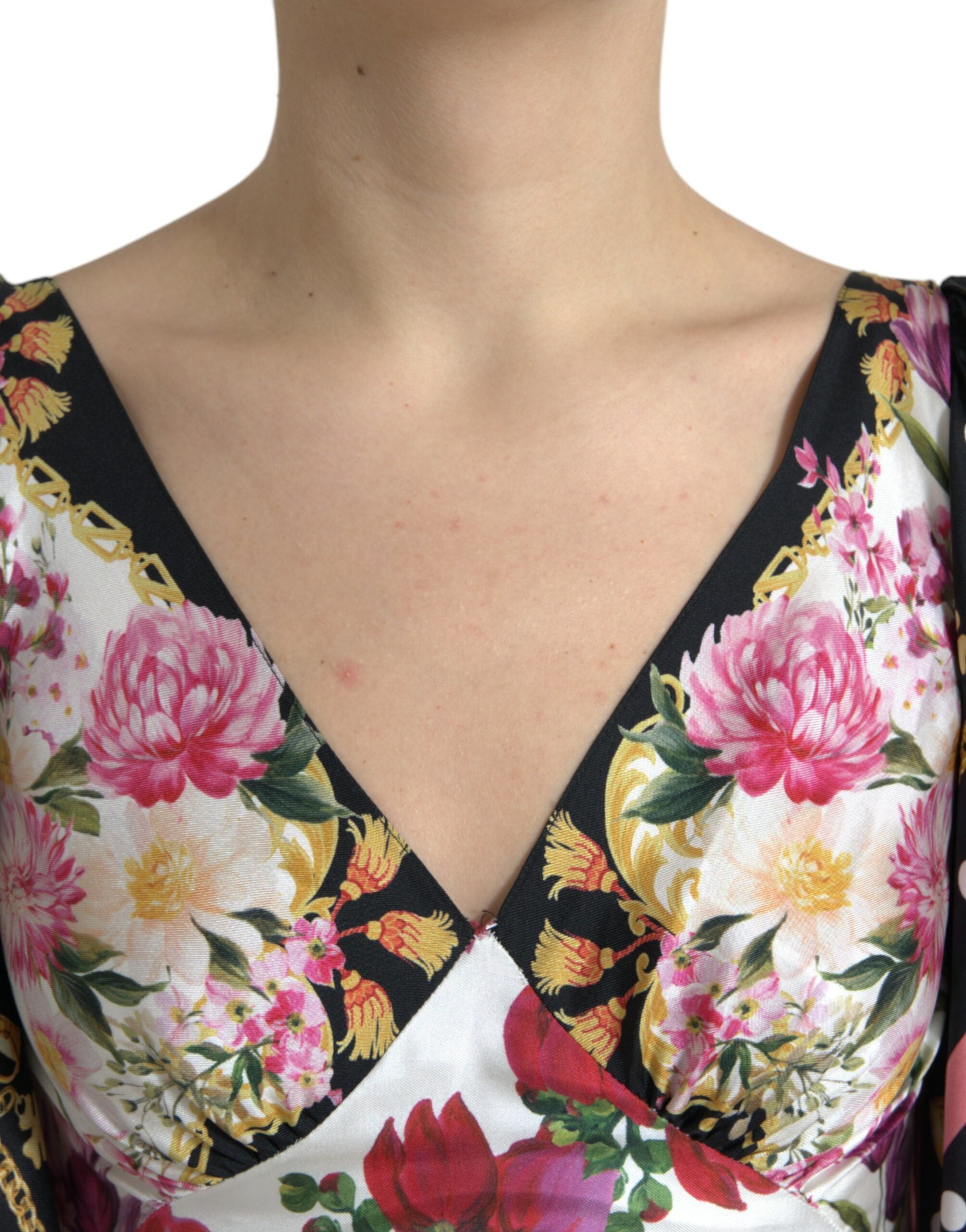 Dolce & Gabbana Multicolor Floral Print Silk Twill Gown Dress -   -  Dolce & Gabbana.