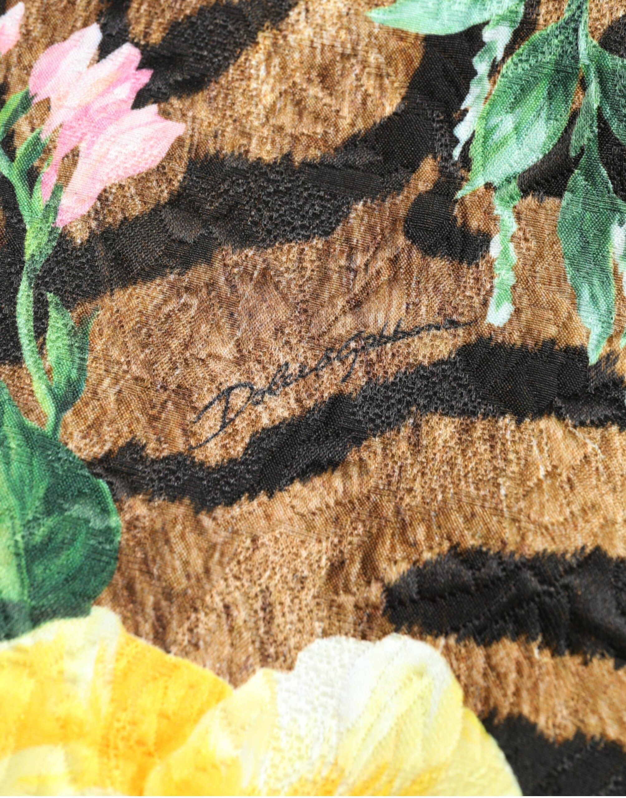 Dolce & Gabbana Multicolor Tiger Floral Print Shift Mini Dress -   -  Dolce & Gabbana.