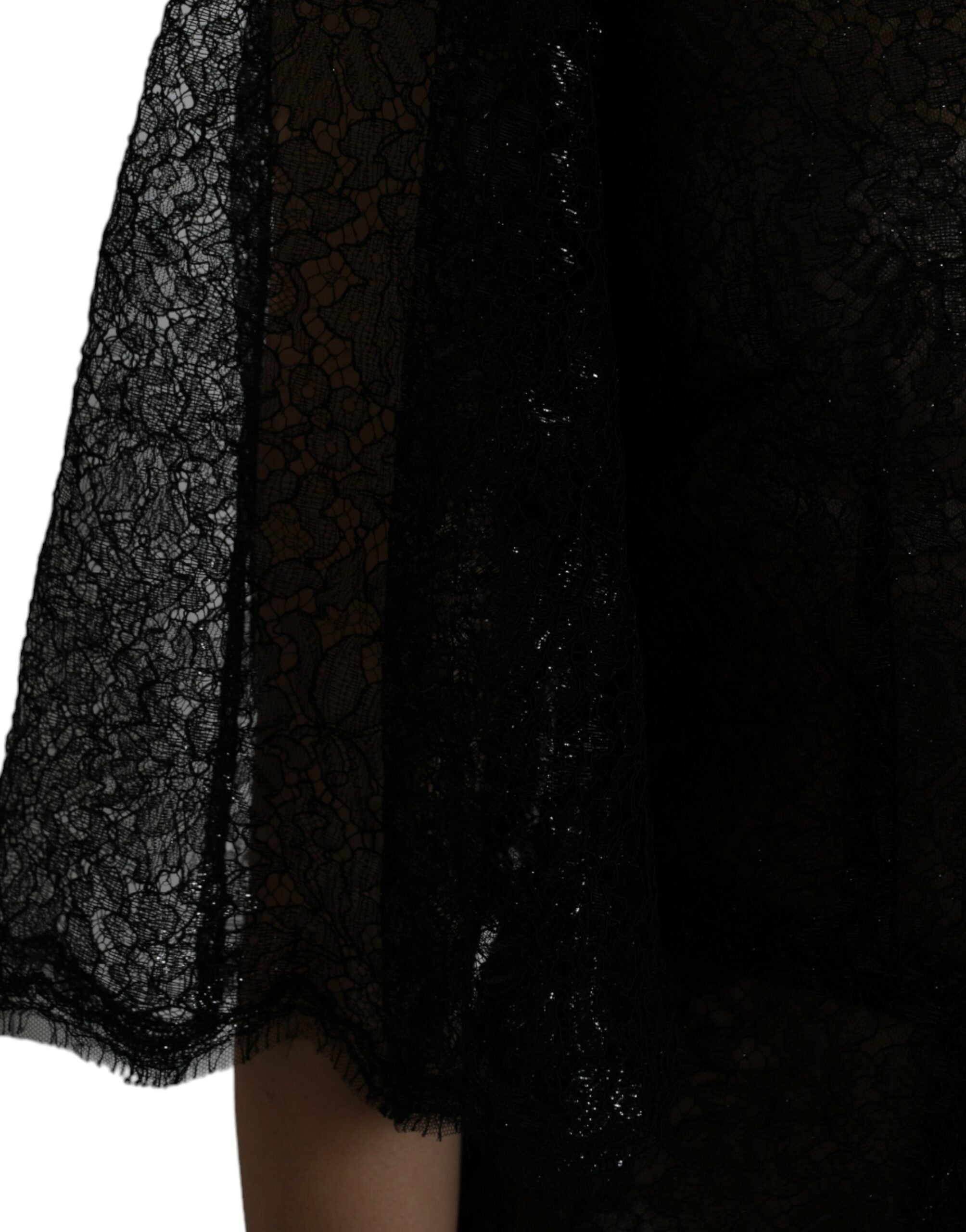 Dolce & Gabbana Black Floral Lace Sheer A-line Midi Dress -   -  Dolce & Gabbana.