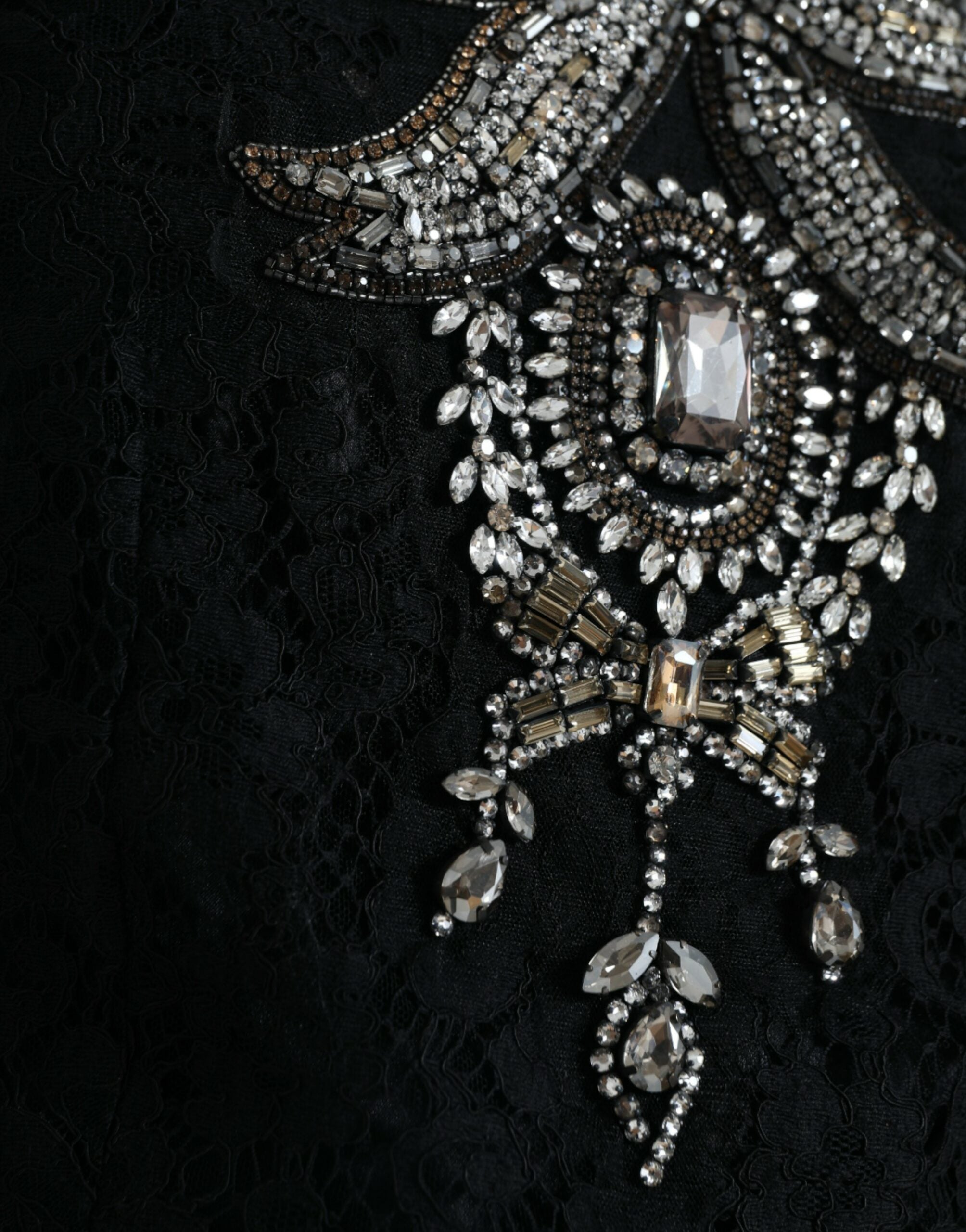Dolce & Gabbana Black Lace Crystal Embellished Sheath Dress -   -  Dolce & Gabbana.