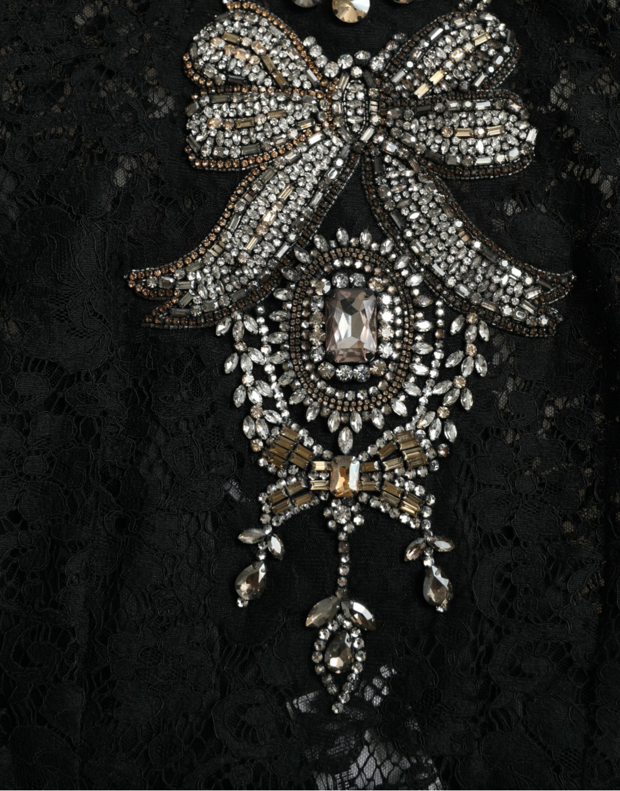 Dolce & Gabbana Black Lace Crystal Embellished Sheath Dress -   -  Dolce & Gabbana.