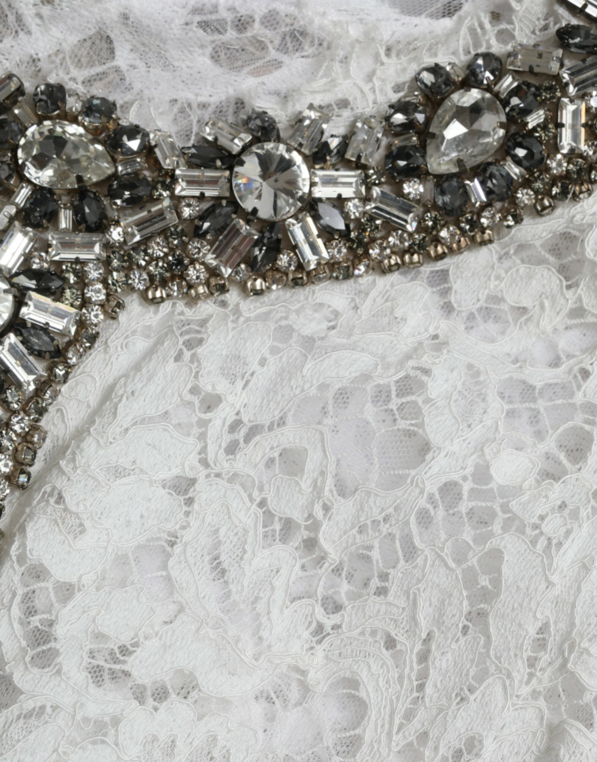 Dolce & Gabbana White Lace Crystal Embellished Shift Dress -   -  Dolce & Gabbana.