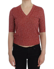 Dolce & Gabbana Red Wool Tweed Short Sleeve Sweater Pullover -   -  Dolce & Gabbana.