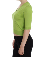 Dolce & Gabbana Green Wool V-neck Pullover Sweater Top -   -  Dolce & Gabbana.