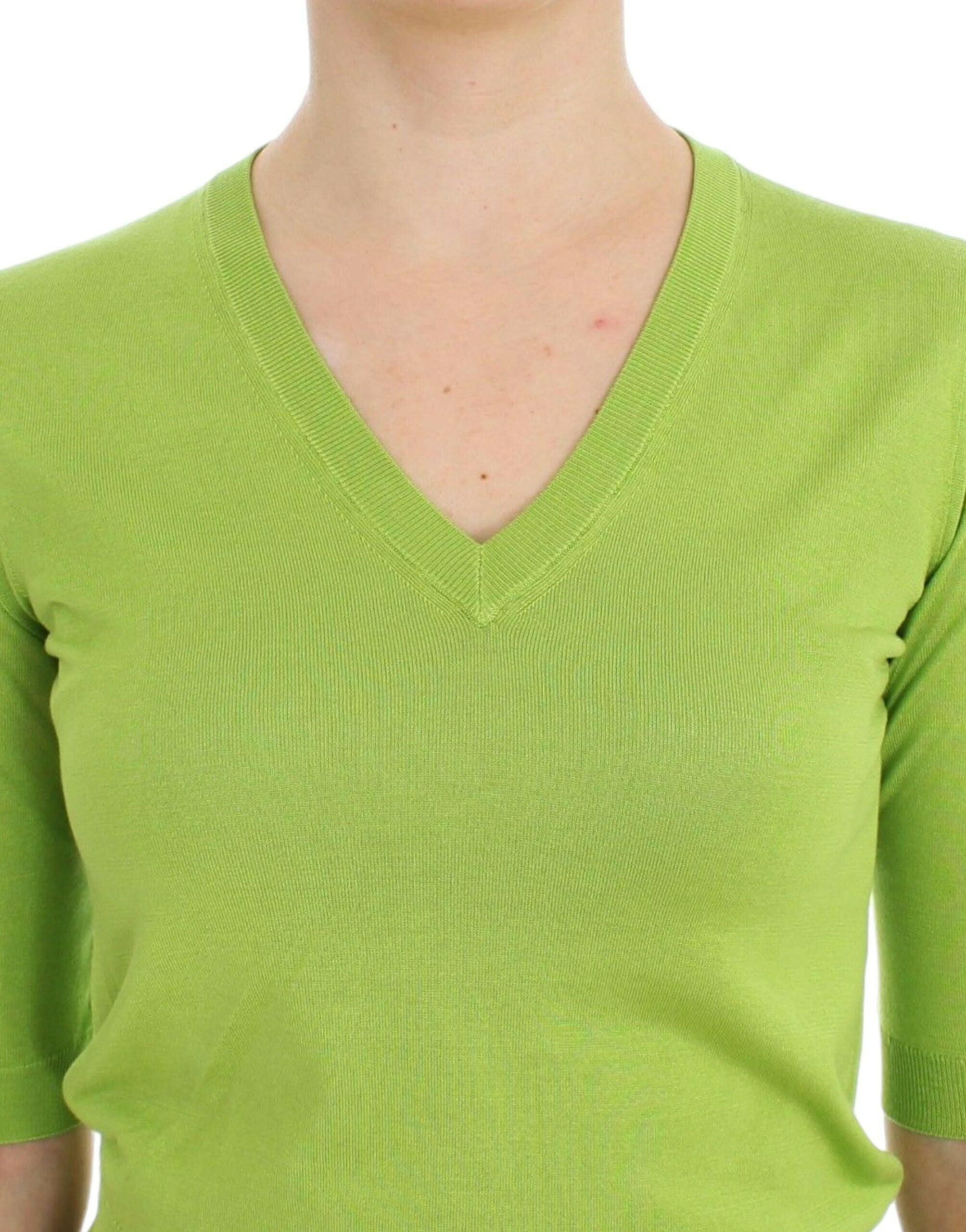 Dolce & Gabbana Green Wool V-neck Pullover Sweater Top -   -  Dolce & Gabbana.