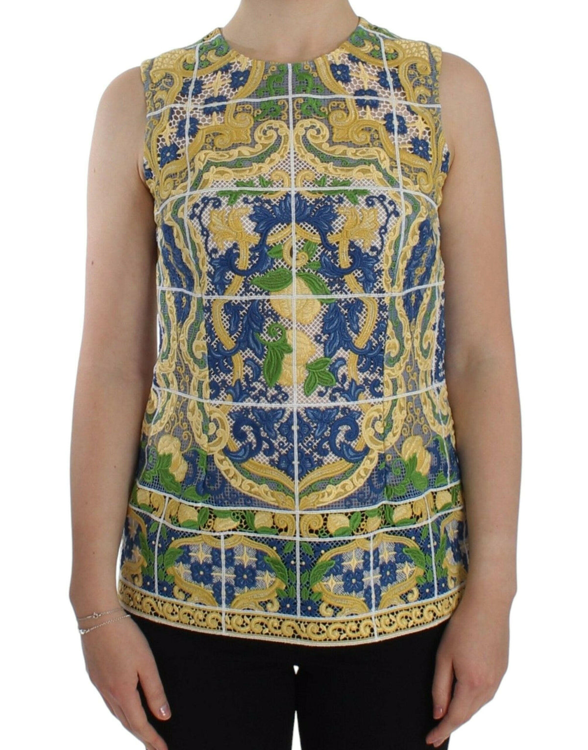 Dolce & Gabbana Multicolor Majolica Embroidered Sweater -   -  Dolce & Gabbana.