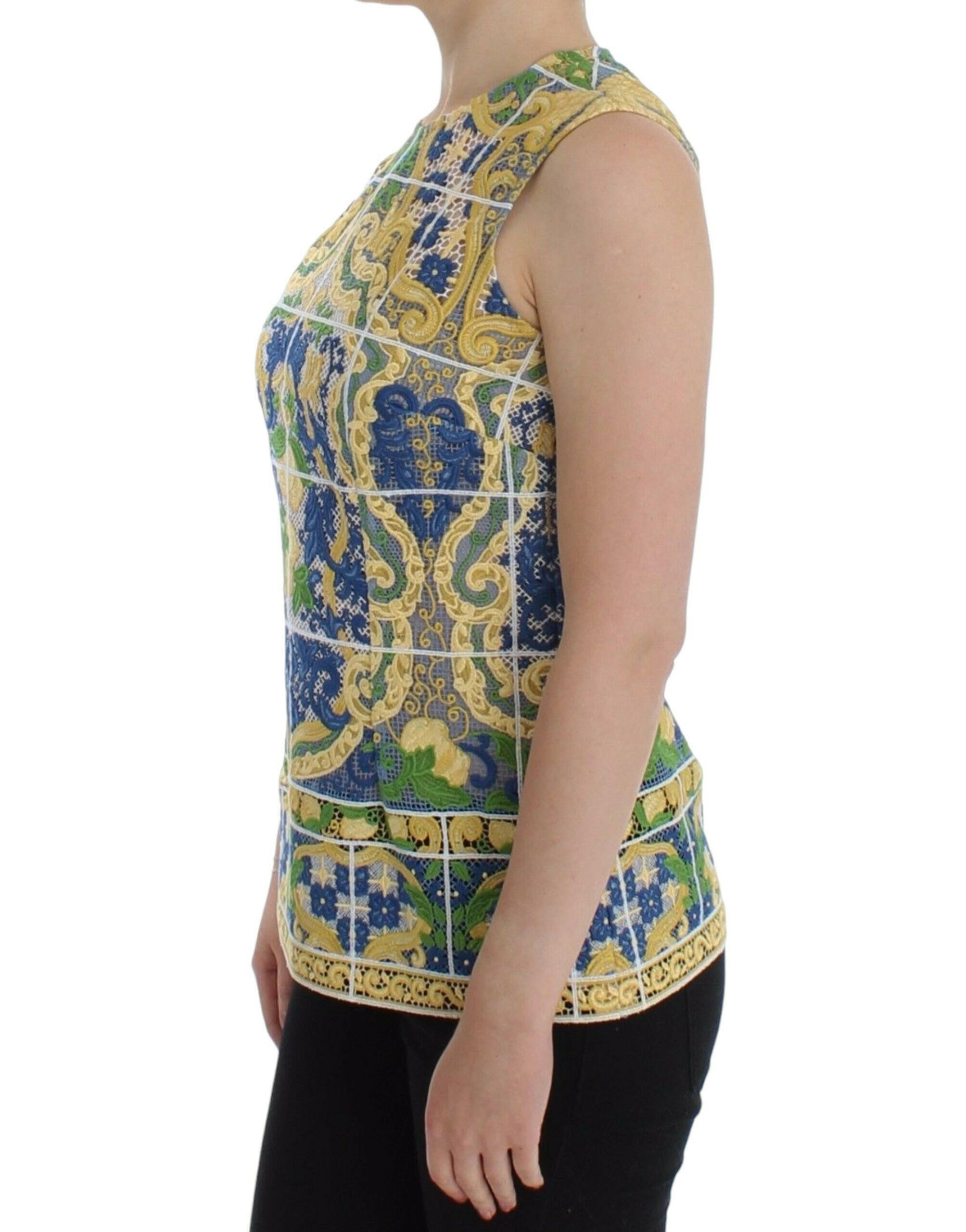 Dolce & Gabbana Multicolor Majolica Embroidered Sweater -   -  Dolce & Gabbana.