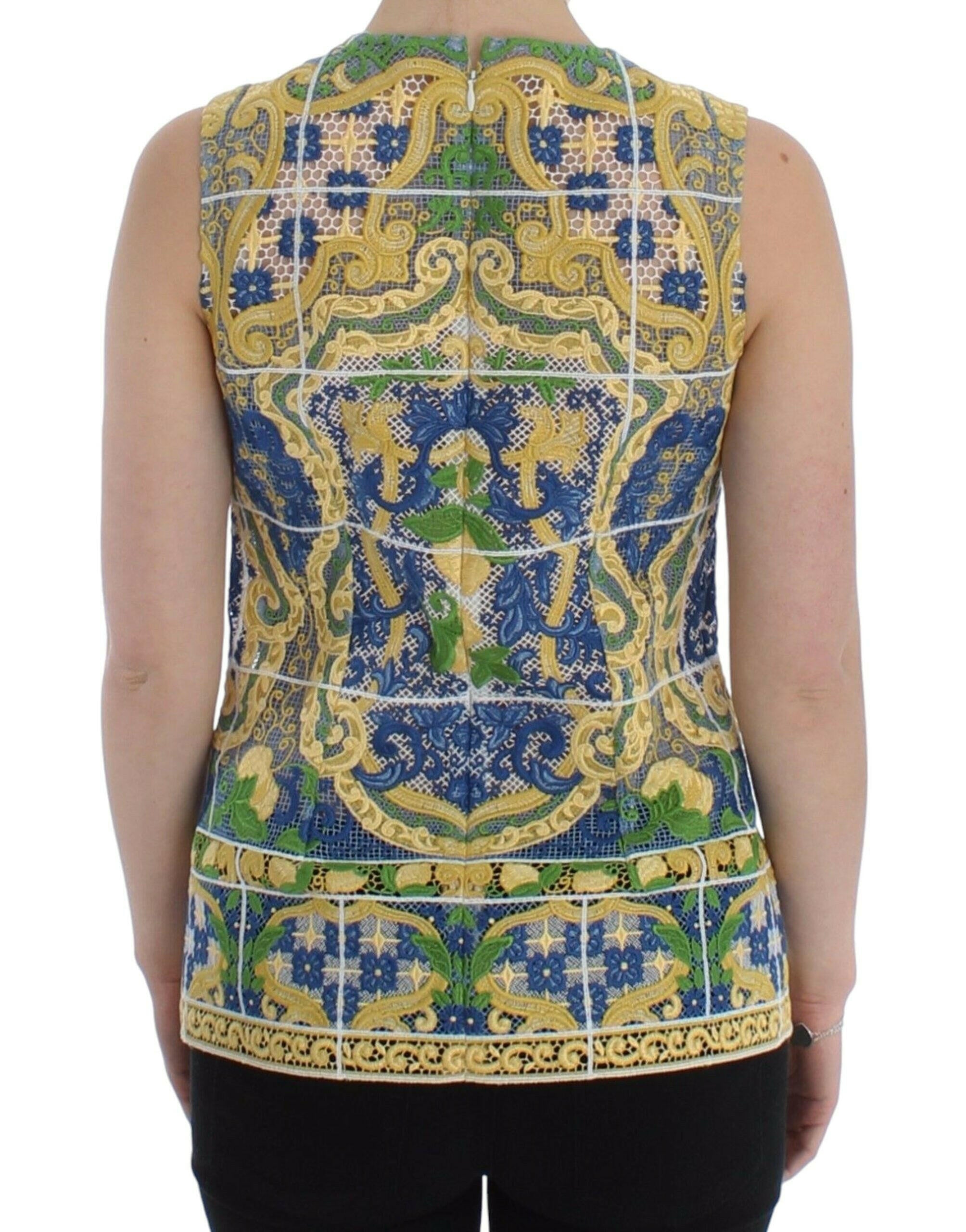 Dolce & Gabbana Multicolor Majolica Embroidered Sweater -   -  Dolce & Gabbana.
