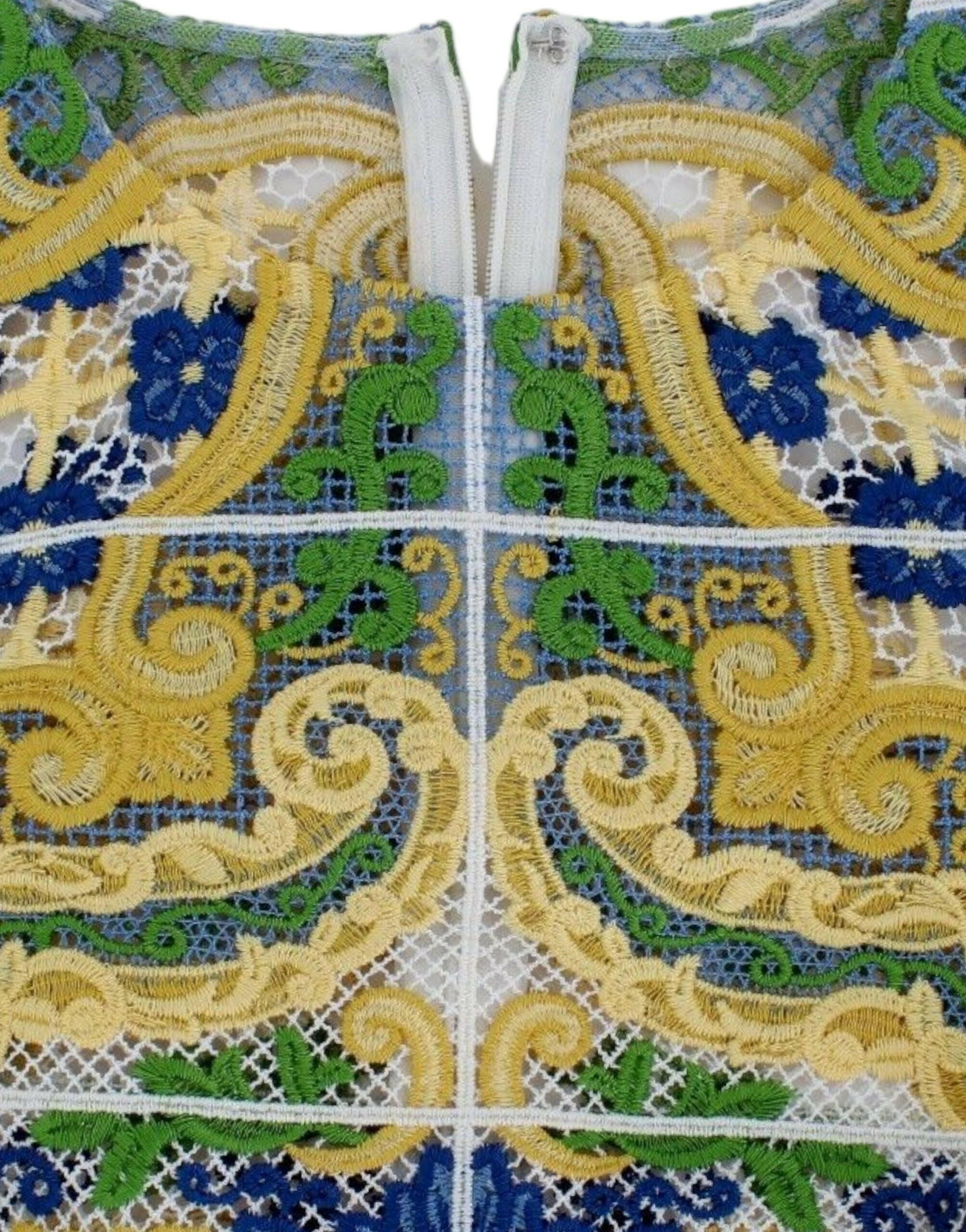 Dolce & Gabbana Multicolor Majolica Embroidered Sweater -   -  Dolce & Gabbana.