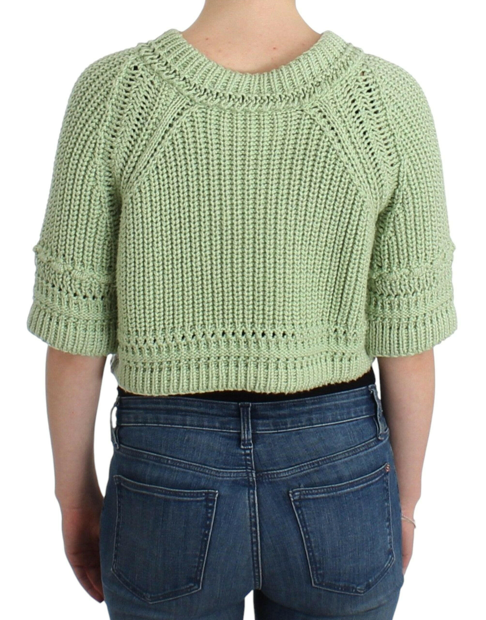 Ermanno Scervino Green Cropped Knit Sweater Knitted Jumper -   -  Ermanno Scervino.