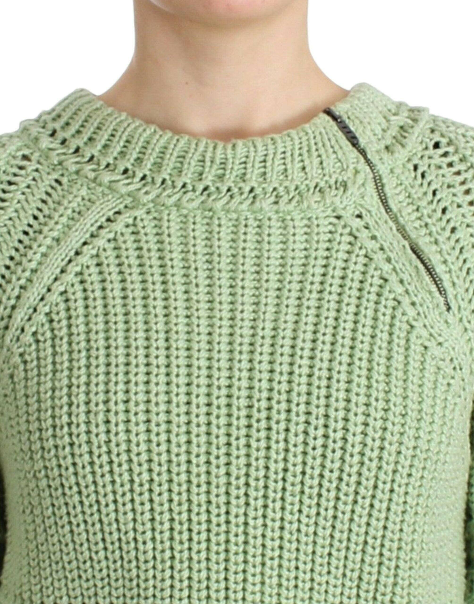 Ermanno Scervino Green Cropped Knit Sweater Knitted Jumper -   -  Ermanno Scervino.
