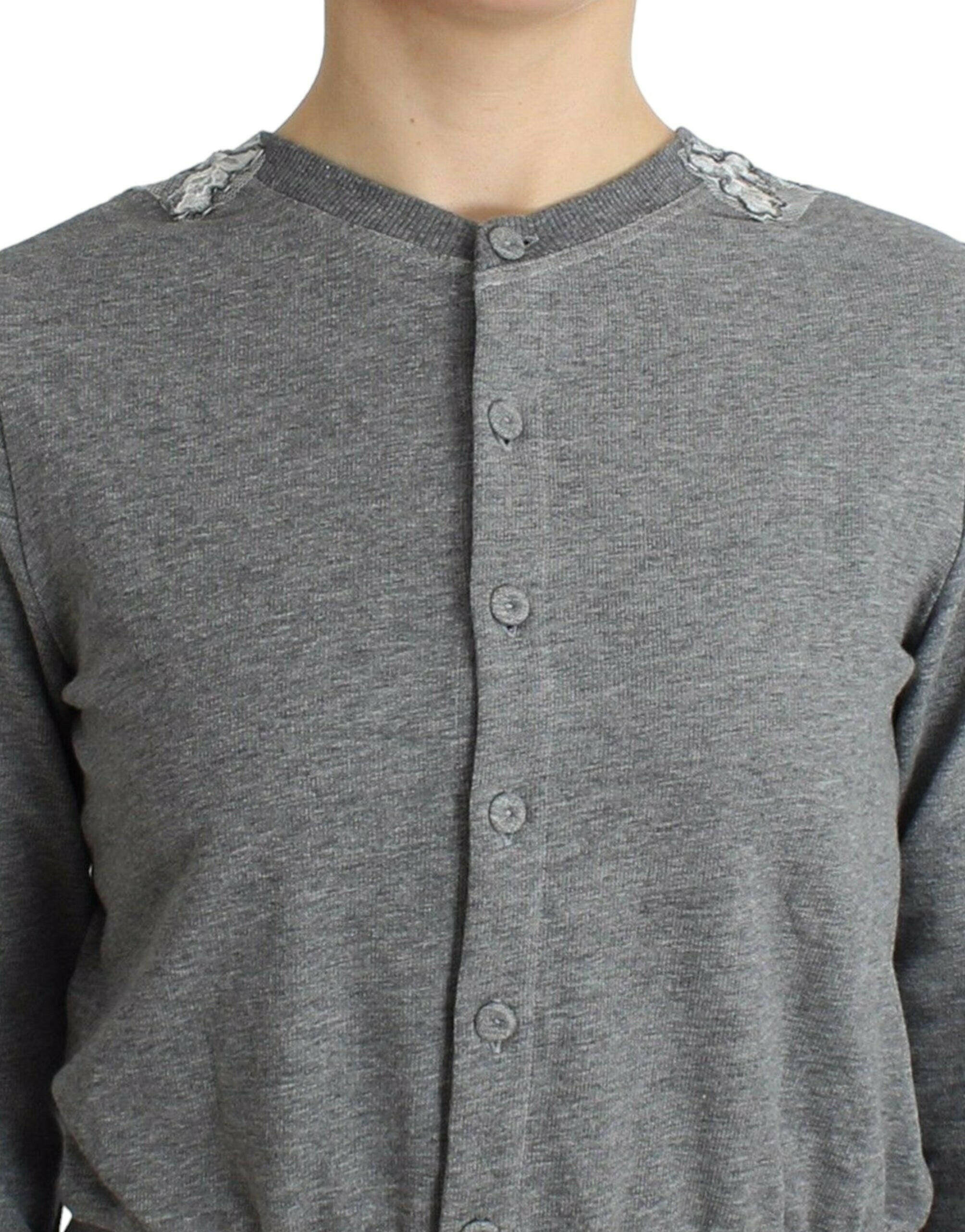 Ermanno Scervino Lingerie Gray Lace Sweater Cardigan Top -   -  Ermanno Scervino.
