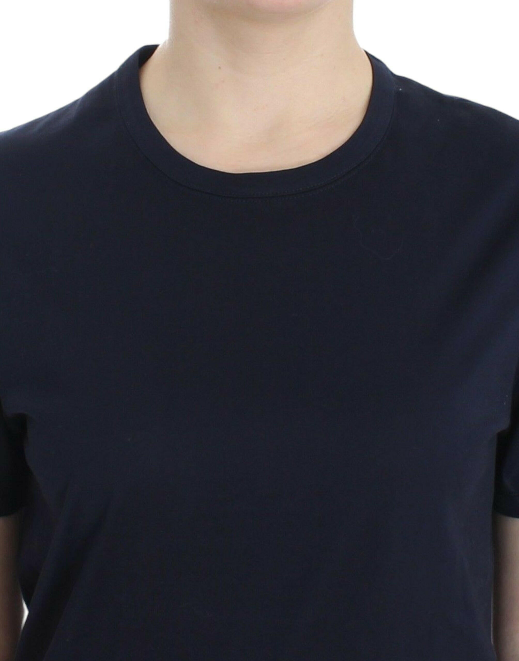 Ermanno Scervino Lingerie Blue Crewneck Cotton Logo T-shirt -   -  Ermanno Scervino.
