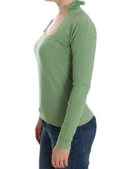Ermanno Scervino Green Wool Blend Striped Long Sleeve Sweater -   -  Ermanno Scervino.