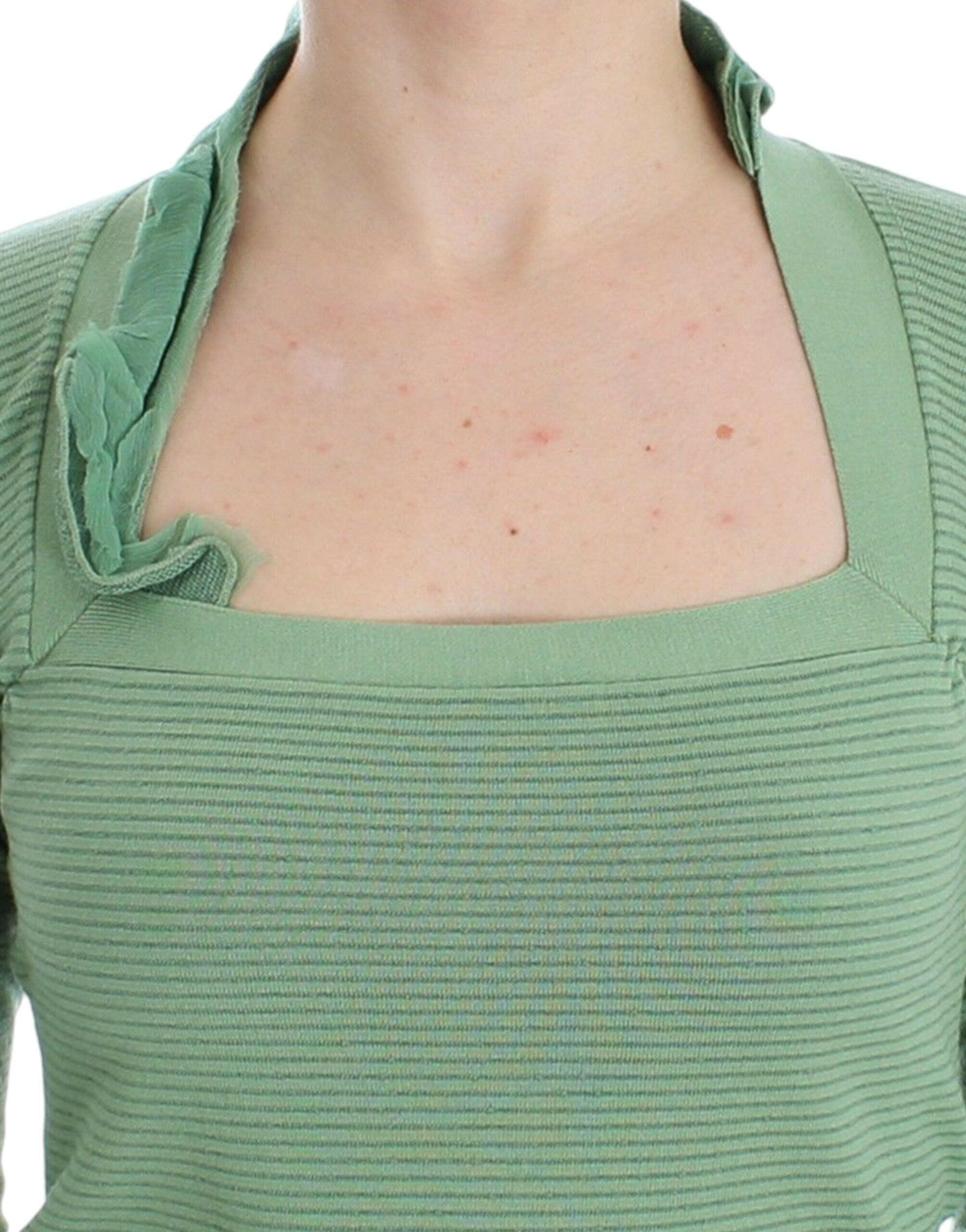 Ermanno Scervino Green Wool Blend Striped Long Sleeve Sweater -   -  Ermanno Scervino.