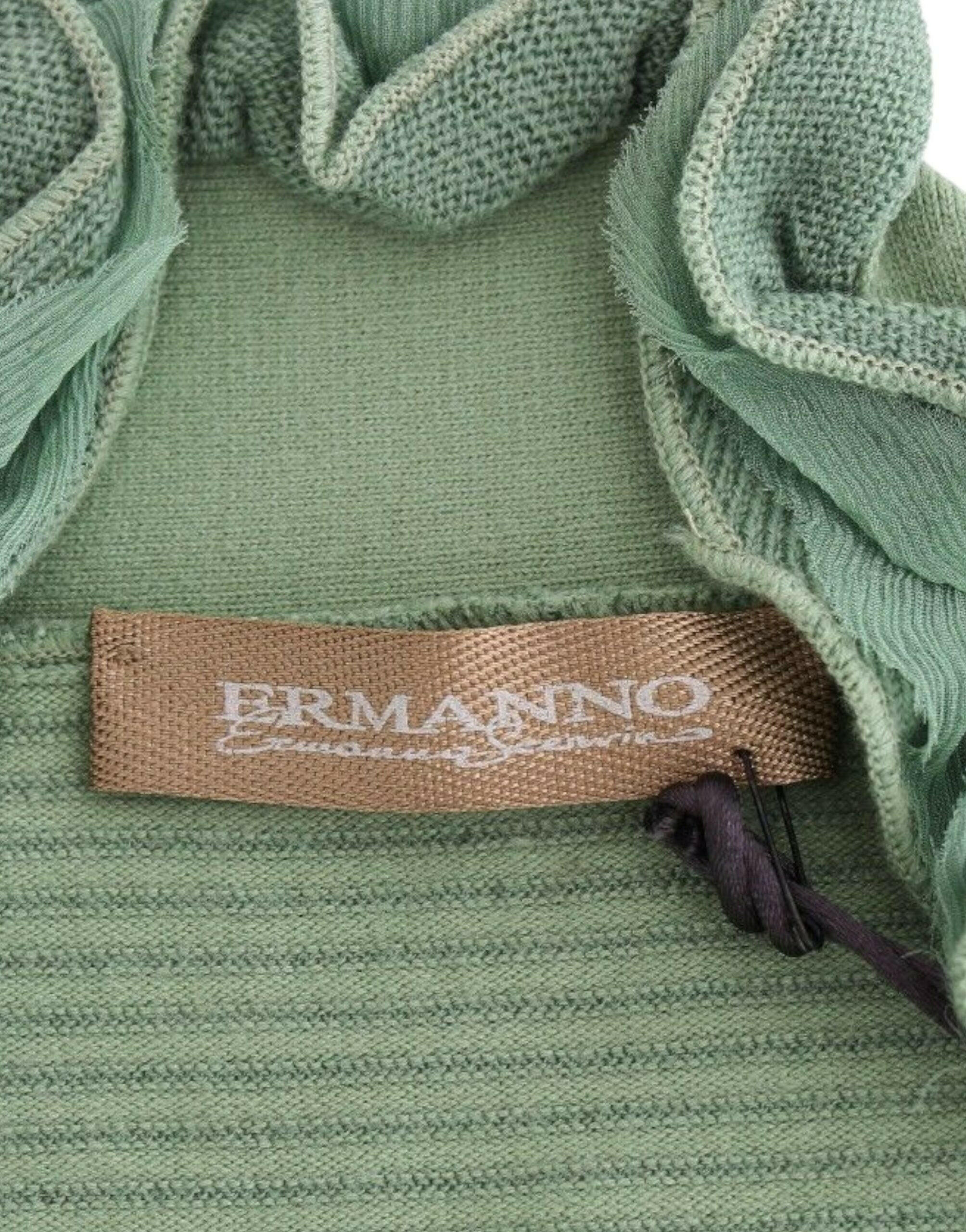 Ermanno Scervino Green Wool Blend Striped Long Sleeve Sweater -   -  Ermanno Scervino.