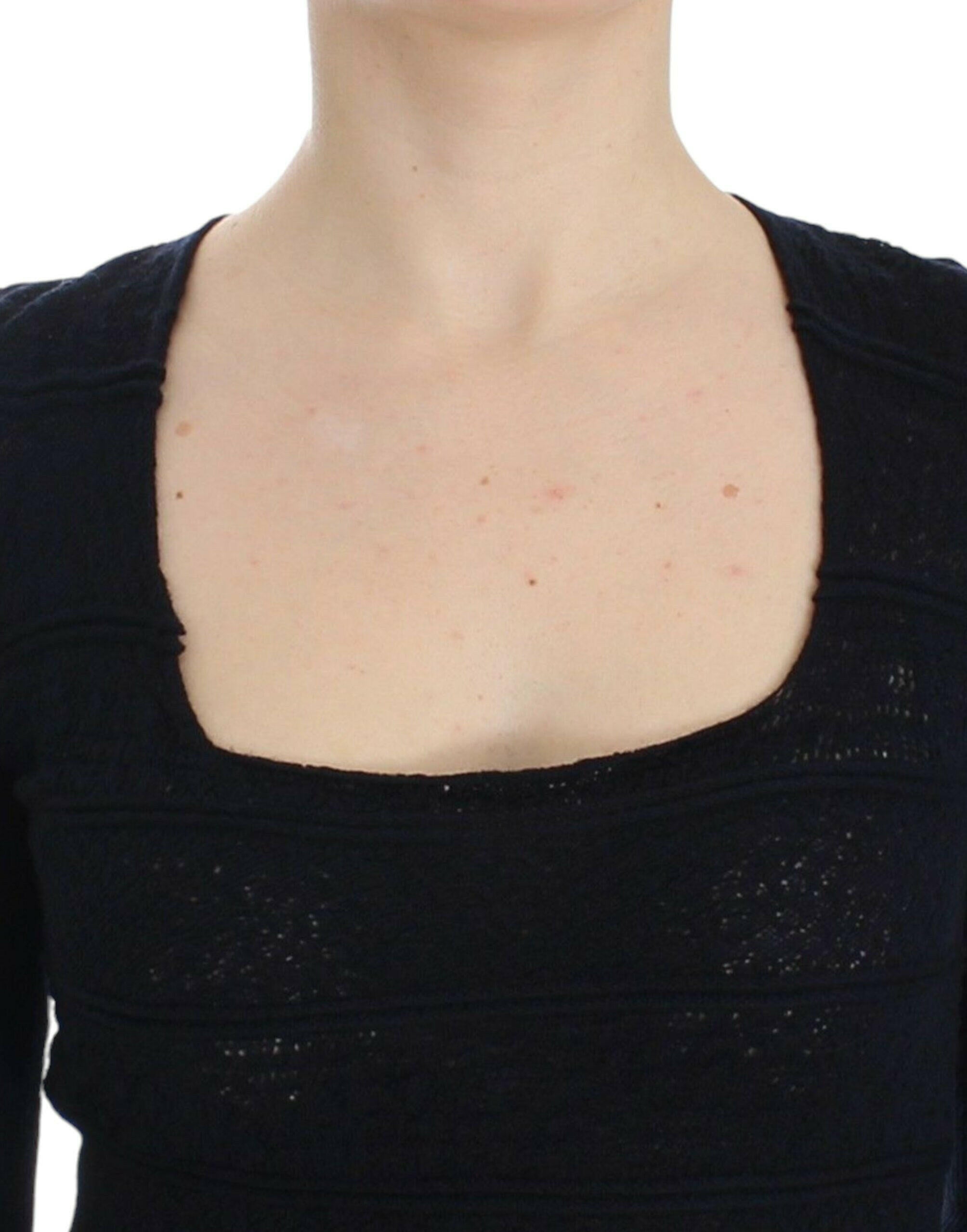 Ermanno Scervino Blue Knitted Wool Stretch Sweater Top -   -  Ermanno Scervino.