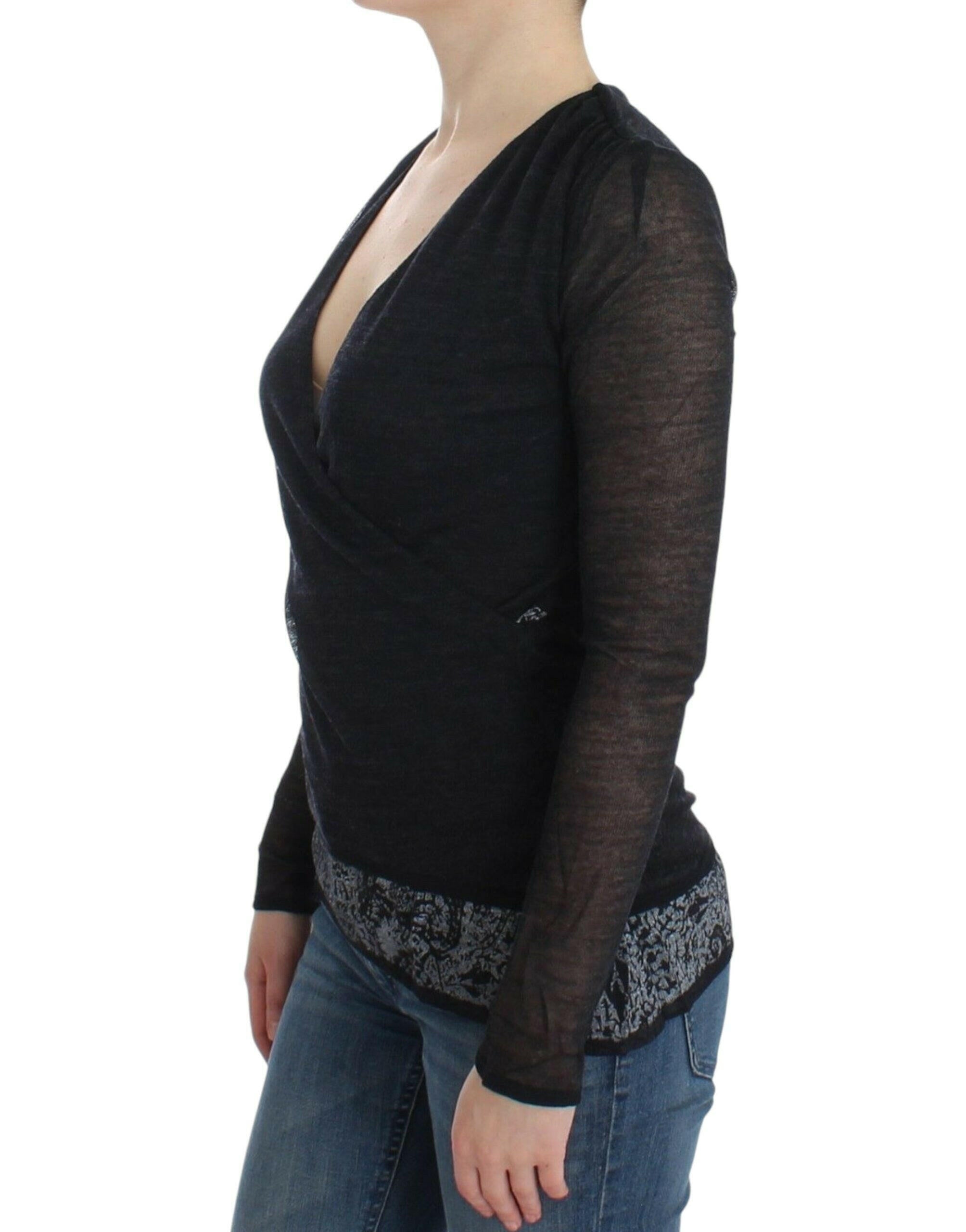 Ermanno Scervino Black Wool Blend Stretch Long Sleeve Sweater -   -  Ermanno Scervino.