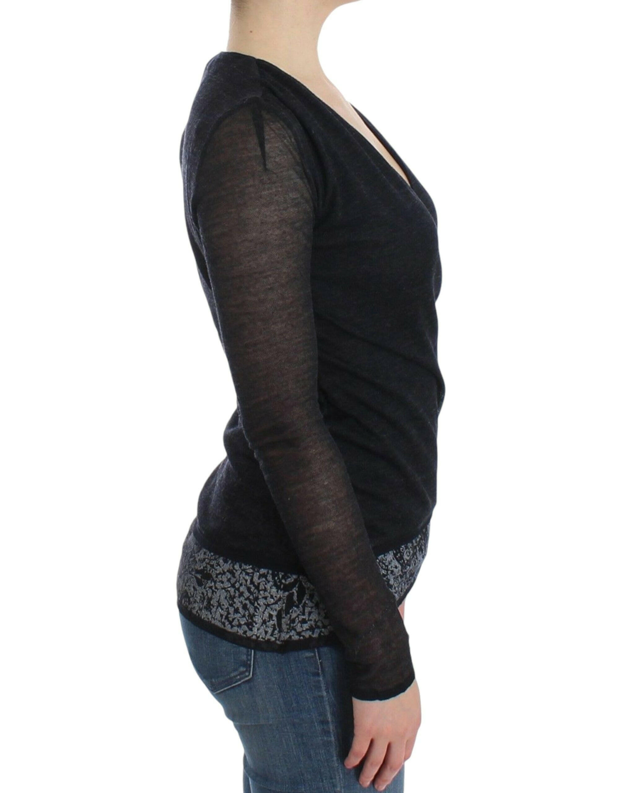Ermanno Scervino Black Wool Blend Stretch Long Sleeve Sweater -   -  Ermanno Scervino.