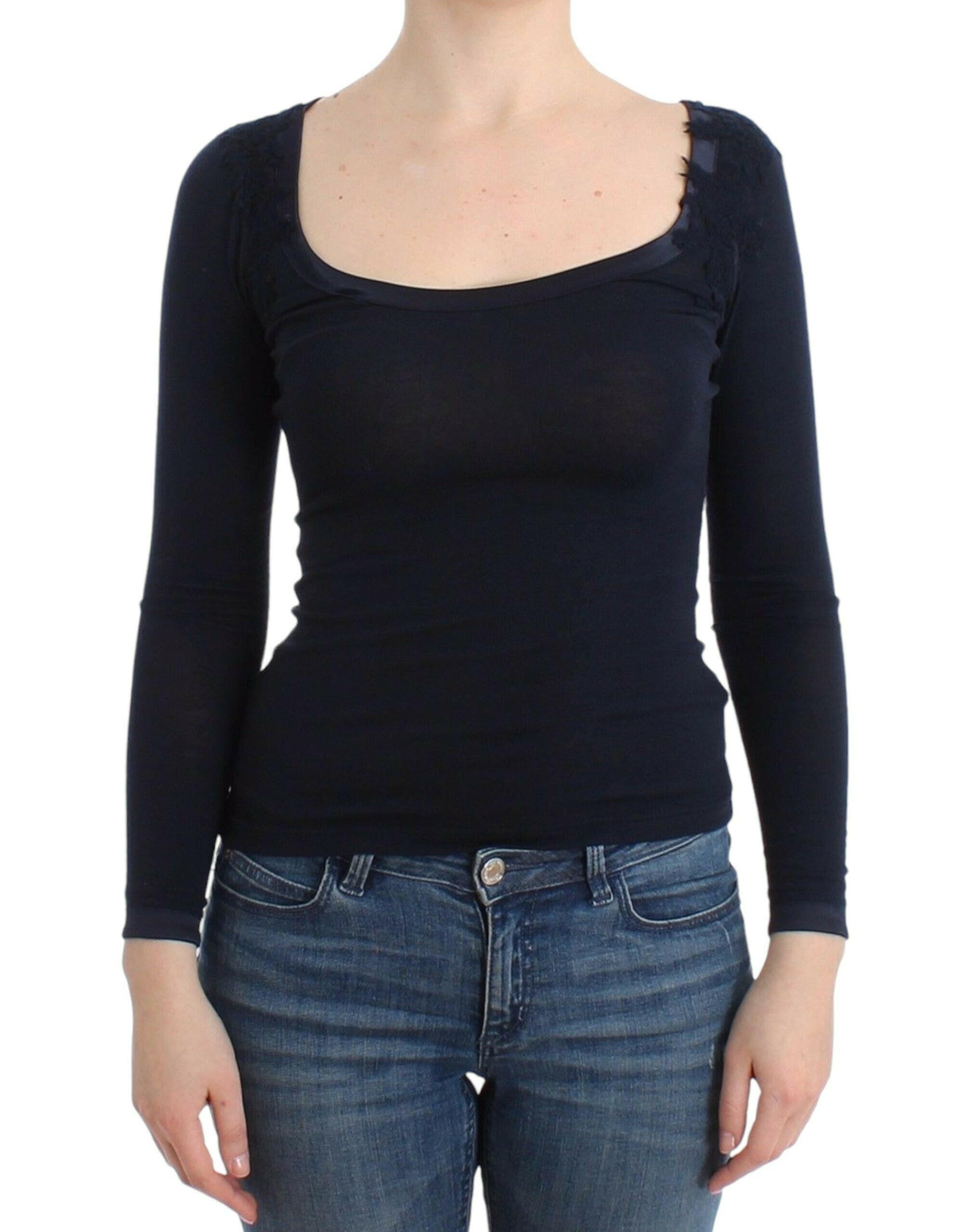 Ermanno Scervino Lingerie Blue Top Blouse Jumper Lace Rayon -   -  Ermanno Scervino.