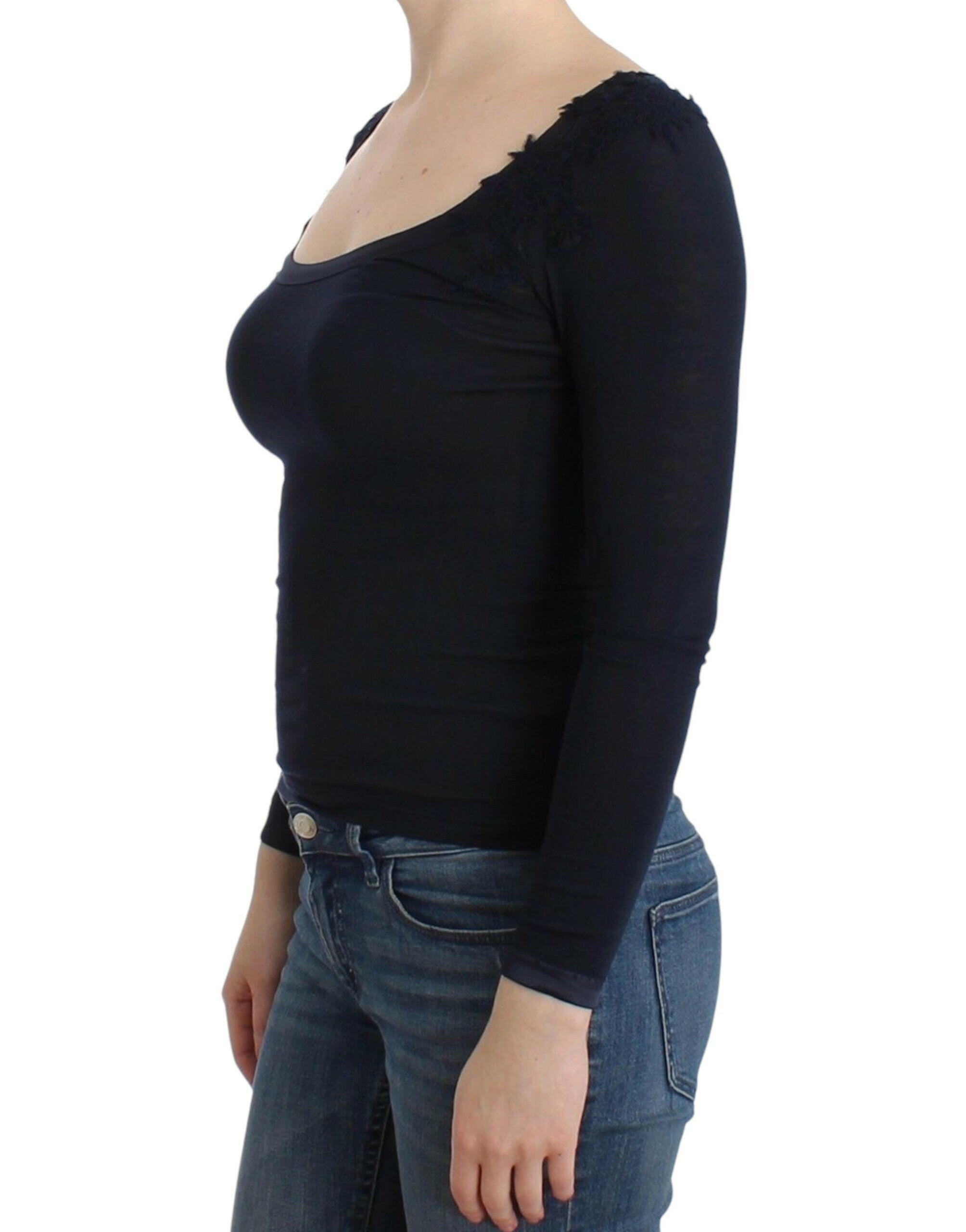 Ermanno Scervino Lingerie Blue Top Blouse Jumper Lace Rayon -   -  Ermanno Scervino.