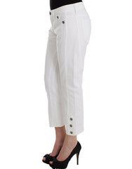 Ermanno Scervino White Cropped Jeans Denim Pants Branded Capri -   -  Ermanno Scervino.