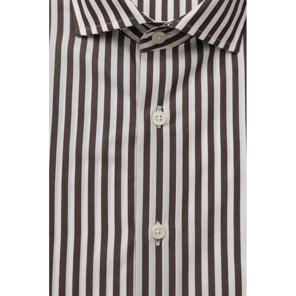 Bagutta Brown Cotton Men Shirt -   -  Bagutta.