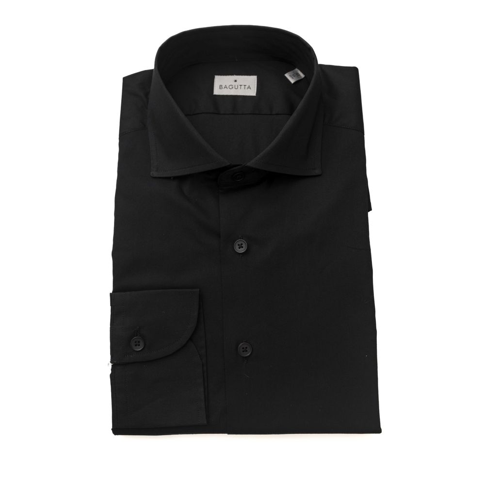 Bagutta Black Cotton Men's Shirt Slim Fit With French Collar -   -  Bagutta.