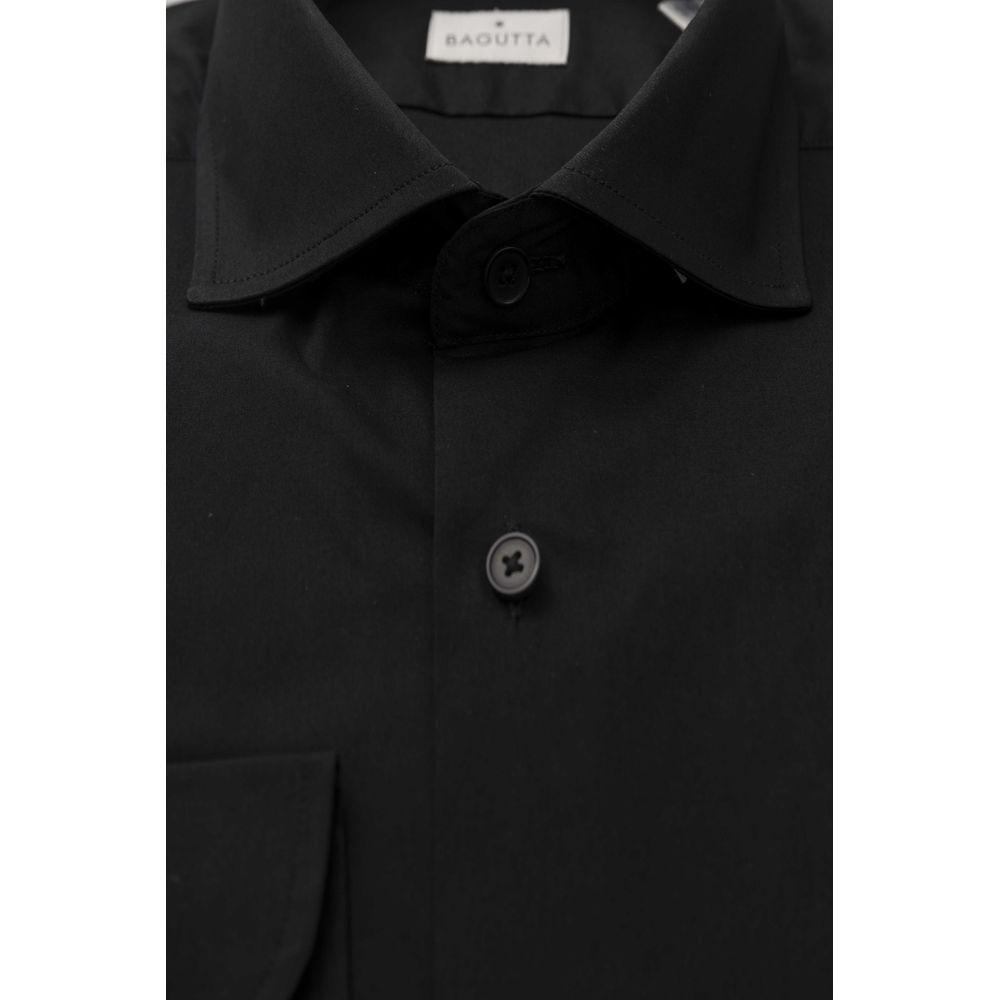 Bagutta Black Cotton Men's Shirt Slim Fit With French Collar -   -  Bagutta.