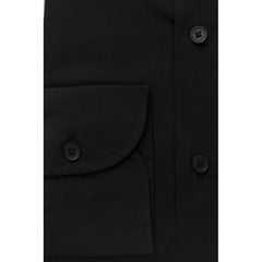 Bagutta Black Cotton Men's Shirt Slim Fit With French Collar -   -  Bagutta.