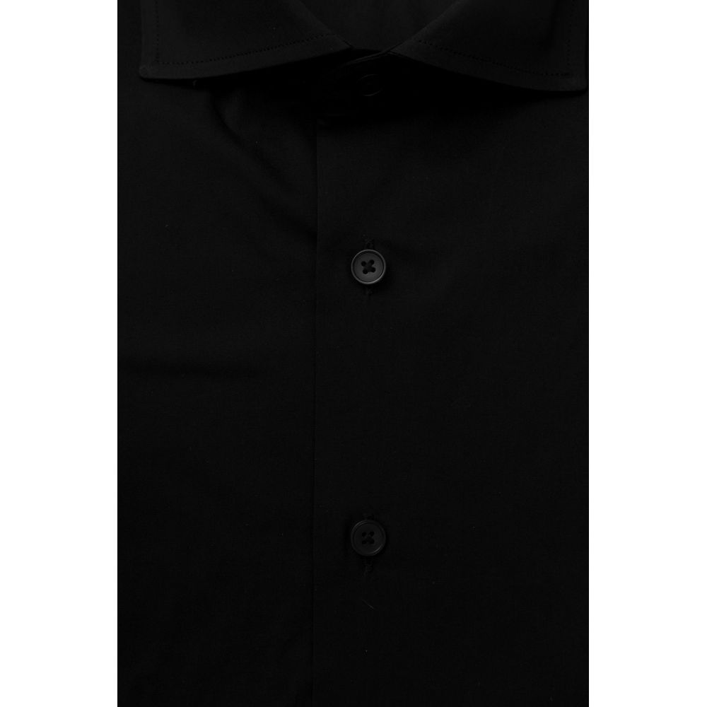 Bagutta Black Cotton Men's Shirt Slim Fit With French Collar -   -  Bagutta.