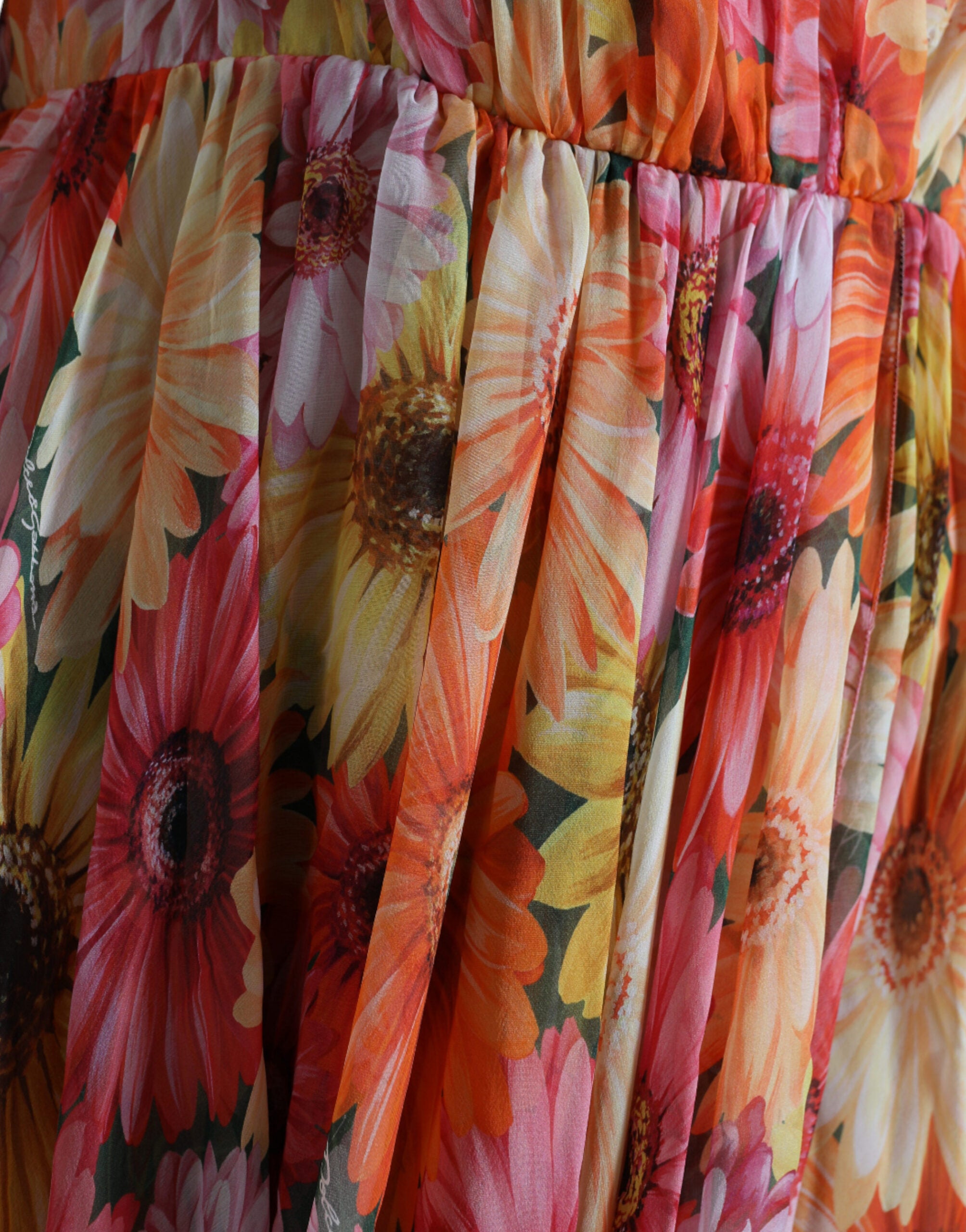 Dolce & Gabbana Multicolor Sunflower Print Silk Midi Dress -   -  Dolce & Gabbana.